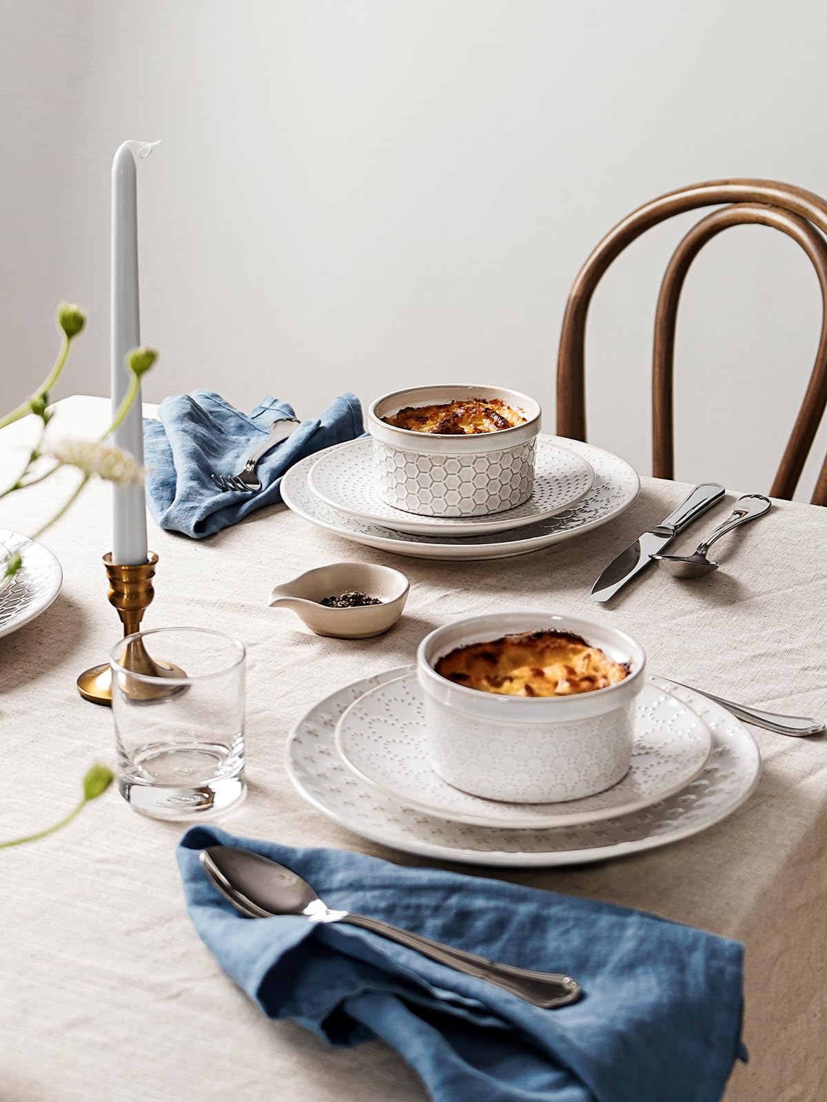 LE TAUCI Ramekins - Ramiken per creme brûlée, soufflé, salsa per immersione, in ceramica, 12,2 cm, confezione da 4, colore: bianco artico