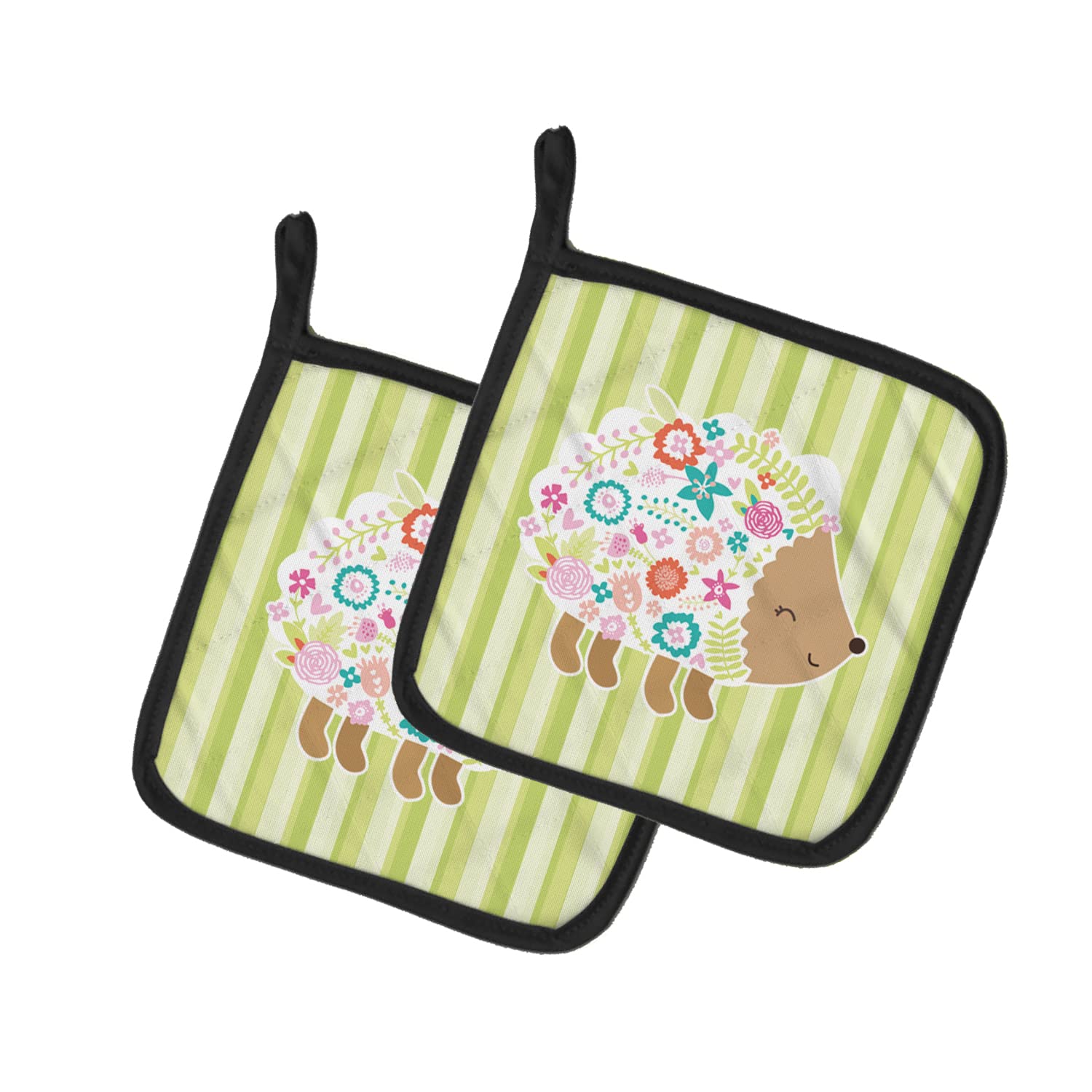 Agarraderas de erizo Caroline's Treasures BB6935PTHD de 7,5 x 7,5 cm en un diseño multicolor