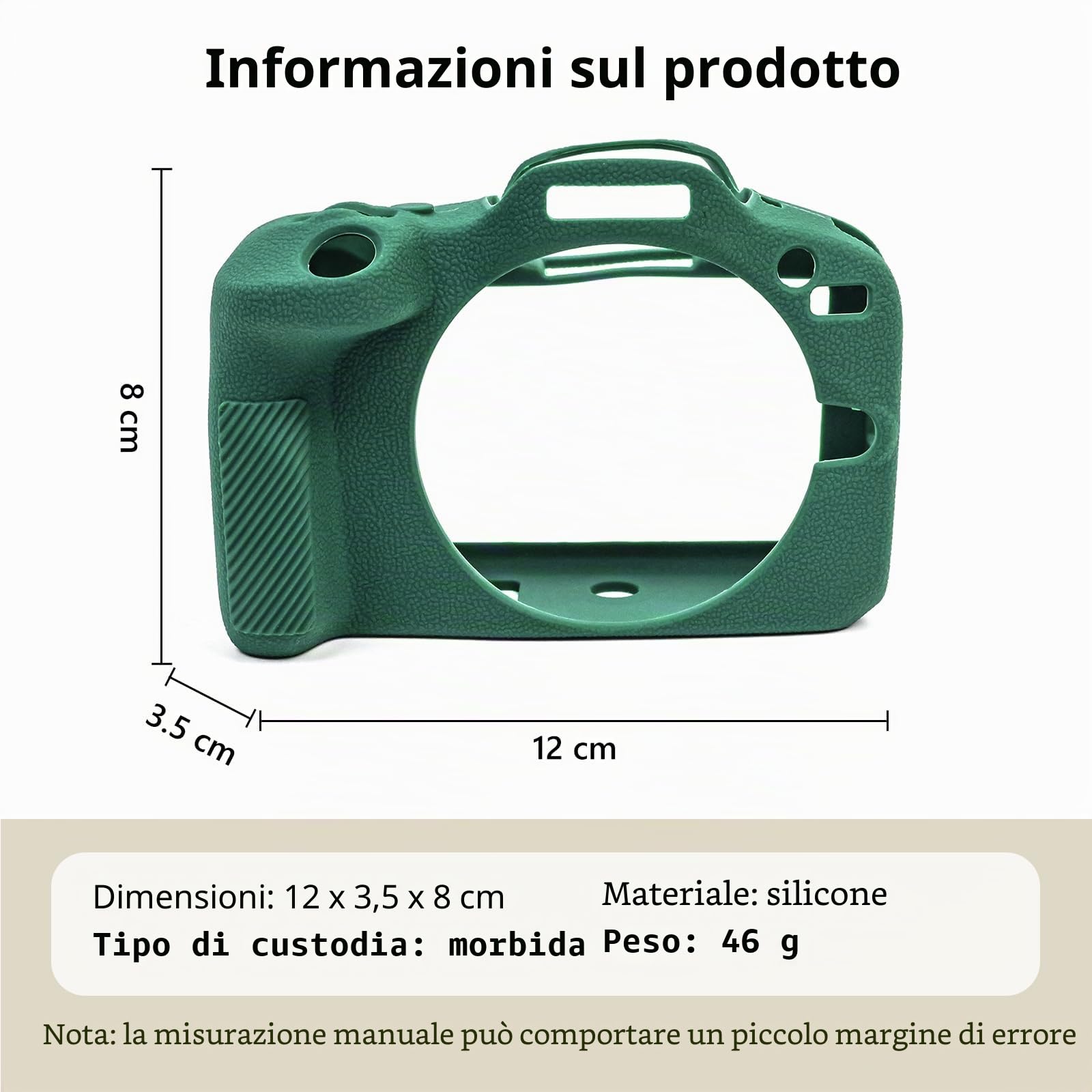 MUZIRI KINOKOO Custodia EOS R100 EOSR100 - Custodia protettiva in silicone morbido per fotocamera mirrorless Canon EOS R100/EOSR100 Antigraffio - Verde