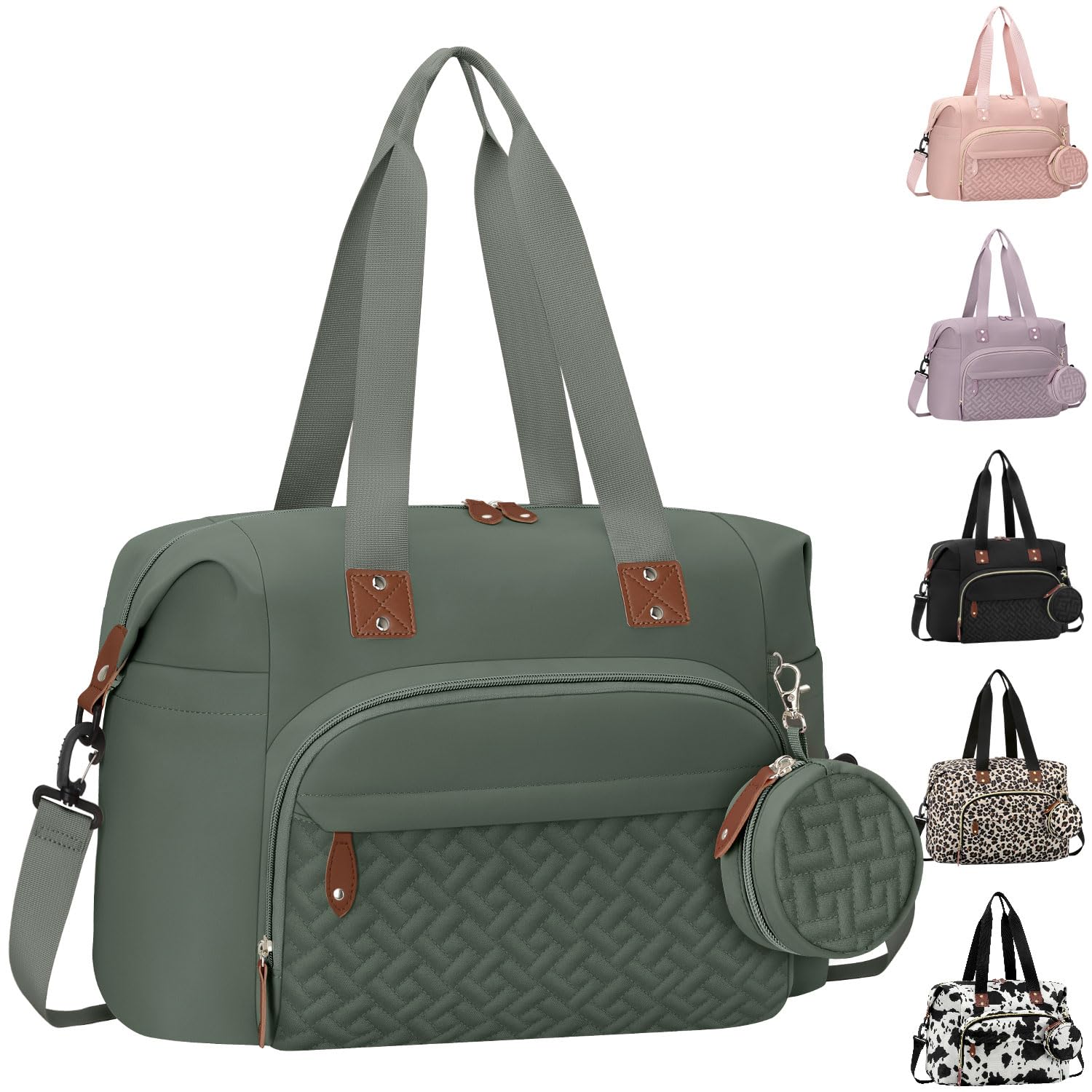 Tenot Diaper Bag Tote, Baby Bags with Pacifier Case Green