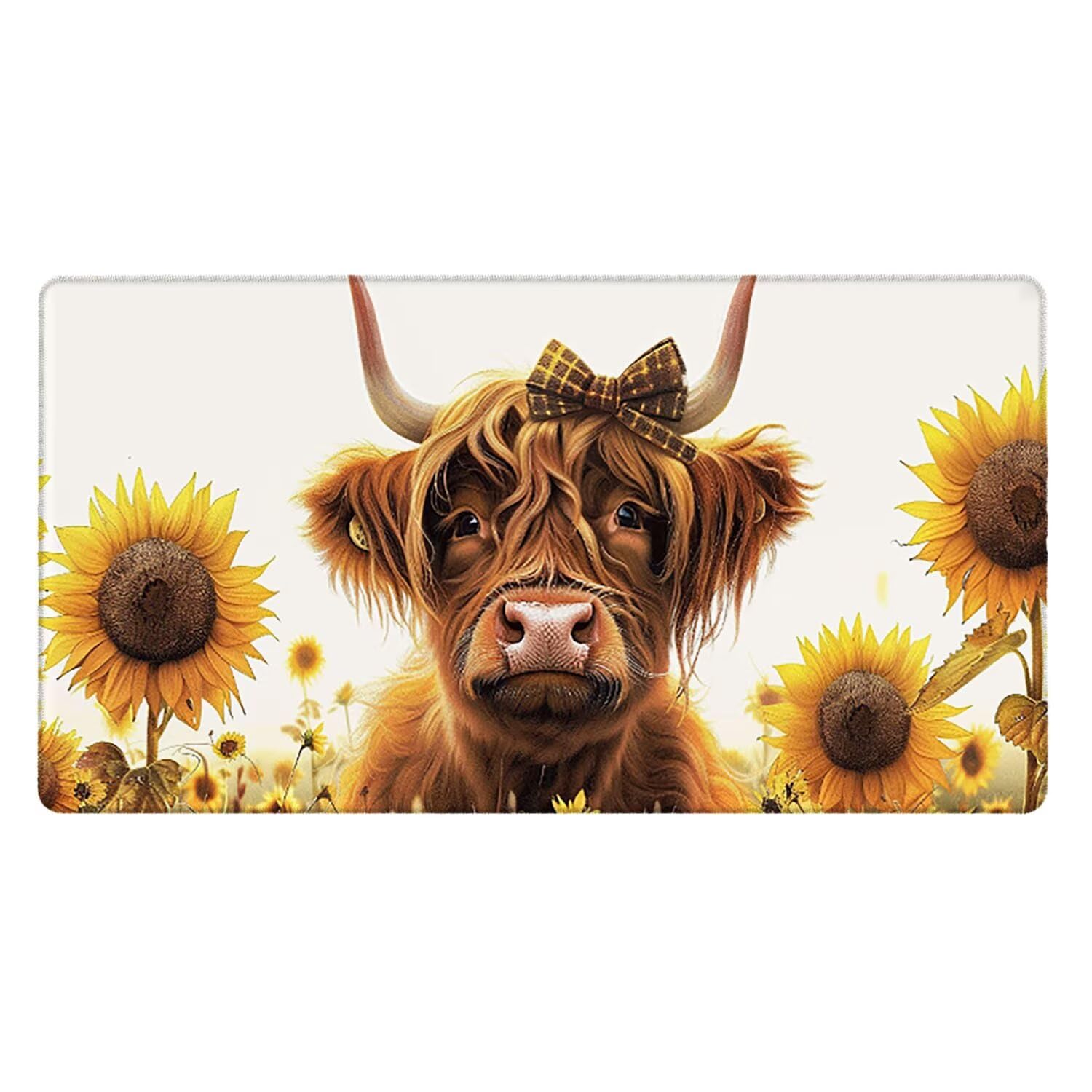 Tapis de Souris Gaming XXL (1200x600mm) - Grand Tapis Bureau Antidérapant Étanche Bords Cousus Caoutchouc Naturel pour Gamer PC Portable Bureau - Précision Vitesse Confort Vache de Tournesol G-844