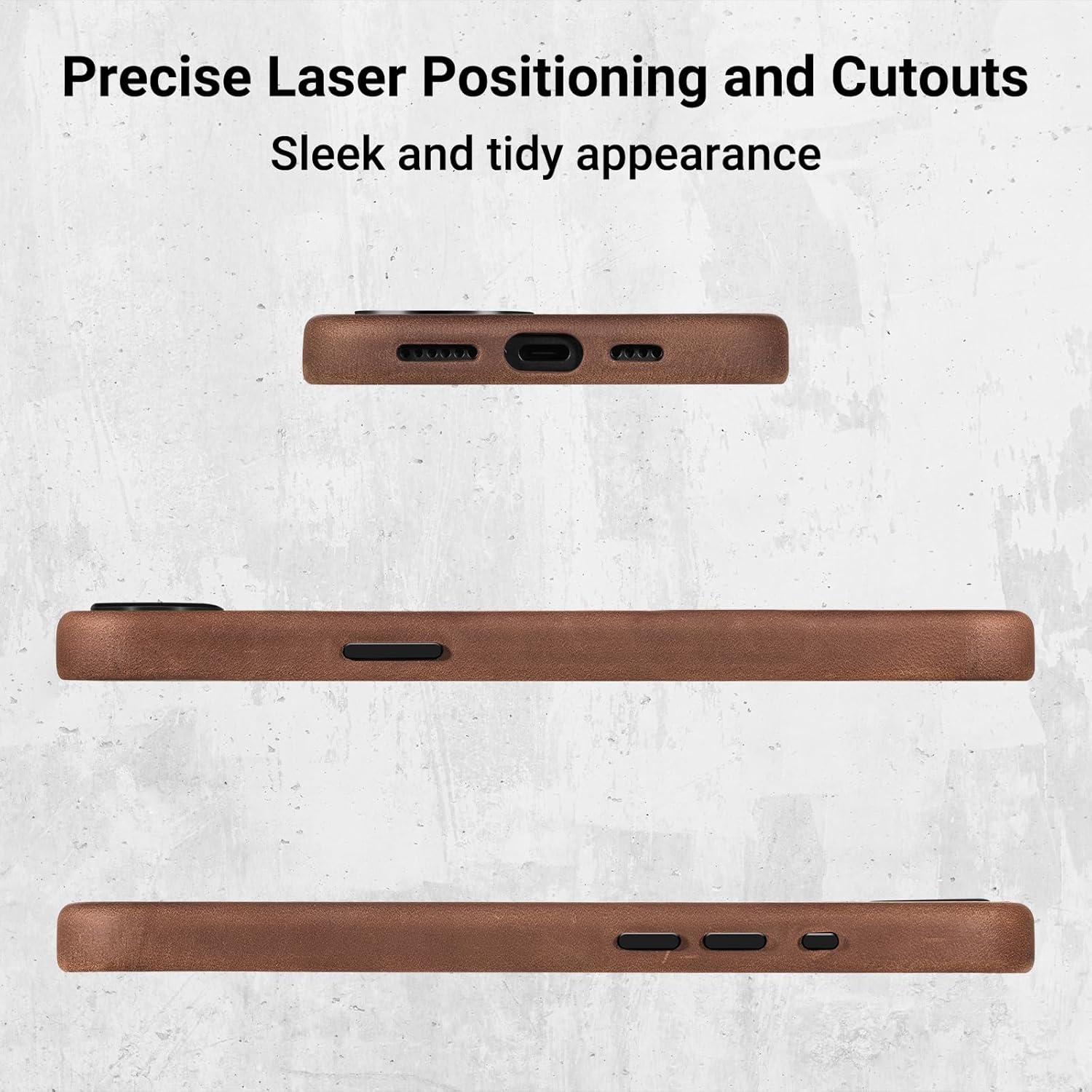 Belemay Handcrafted Crazy Horse Leather Case for iPhone 17e / iPhone 16e, Compatible with MagSafe, Vintage Aesthetic, Two-Tone Effect, Unique Patina, Metal Buttons Cover (6.1"), Vintage Brown