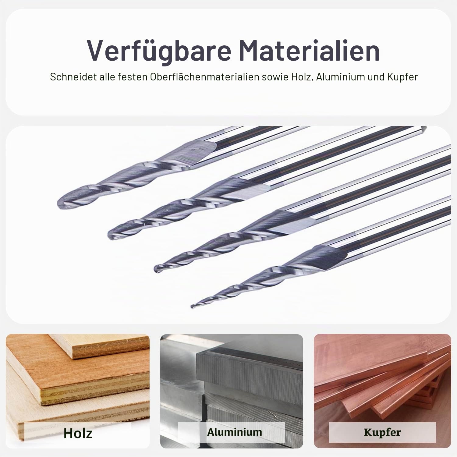 SpeTool 4 Stück 2 Flöten Kugelkopffräser mit Konischer Spitze Fräser CNC Gravierfräser R0,25mm-1,0mm 3,175mm (1/8") Schaft Vollhartmetallfräser für Oberfräse mit TiAlN Beschichtung für 2D 3D Gravur