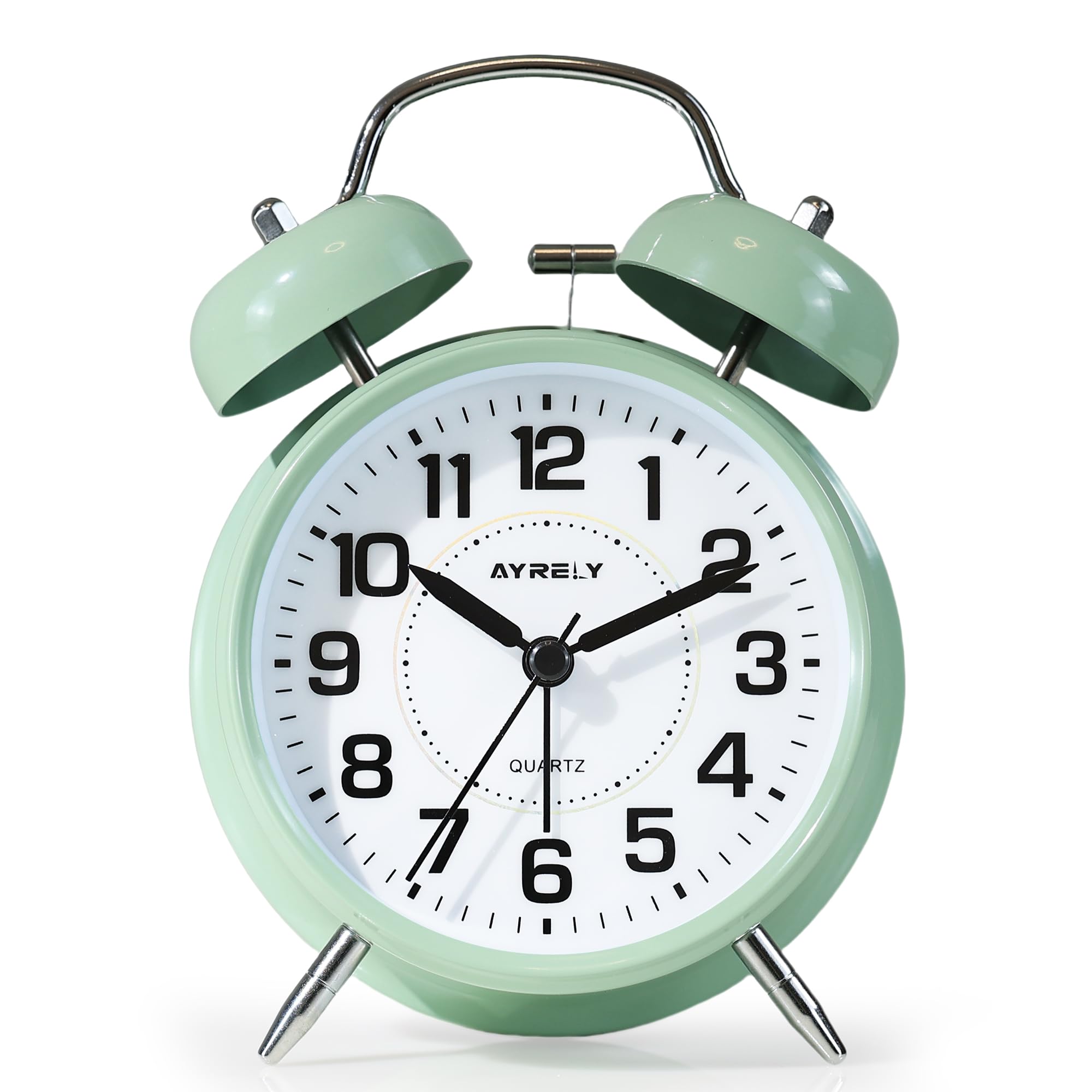 AYRELY® Super Loud Alarm Clock for Heavy Sleepers Retro Twin Bell Design, 4-Inch Silent Non-Ticking Quartz with Backlight