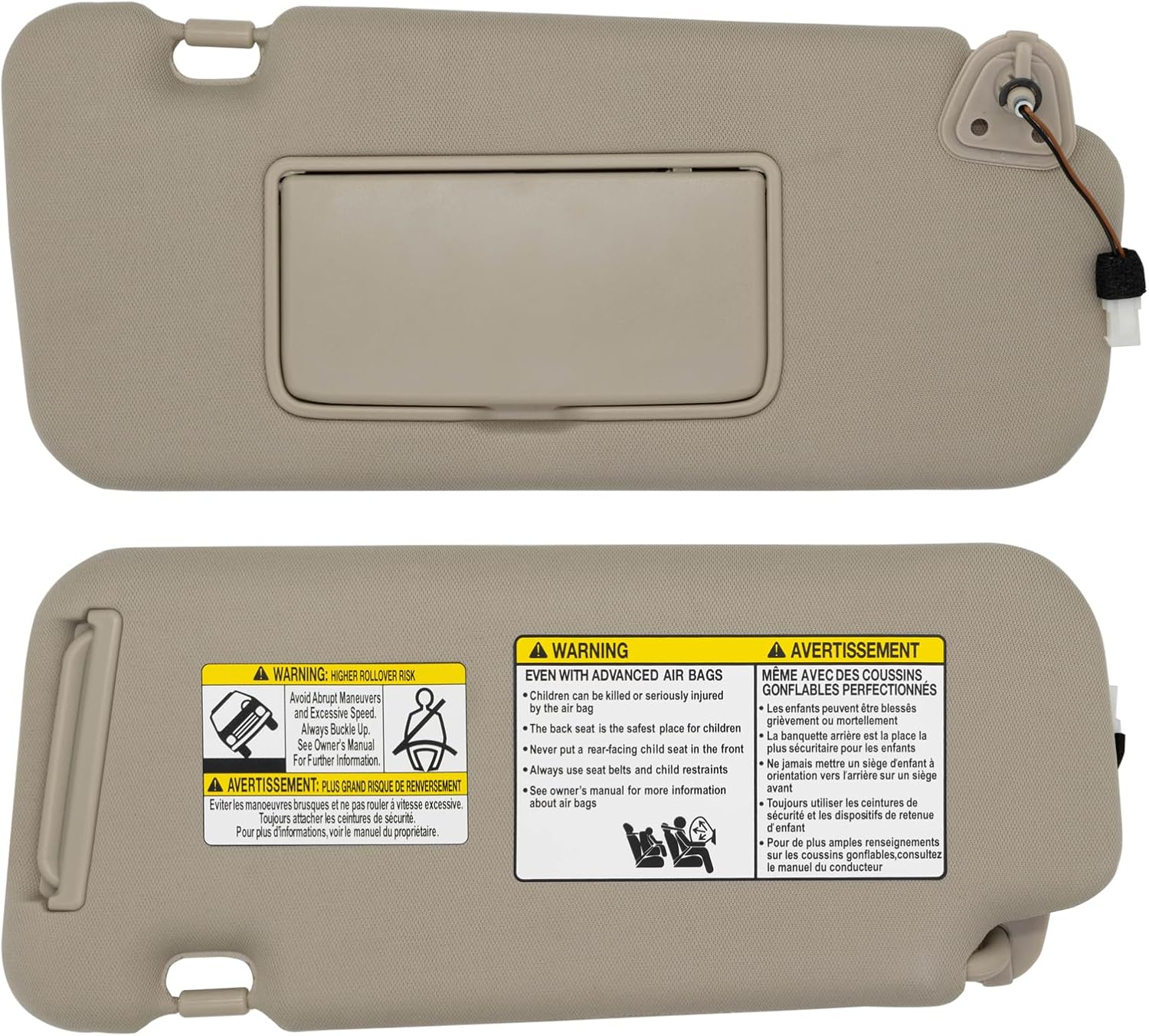 NHILES Driver & Passenger Side Sun Visor Fits for Nissan Murano 2009 2010 2011 2012 2013 2014 Replacement Sun Shade # 96401-1AA1B (Beige)