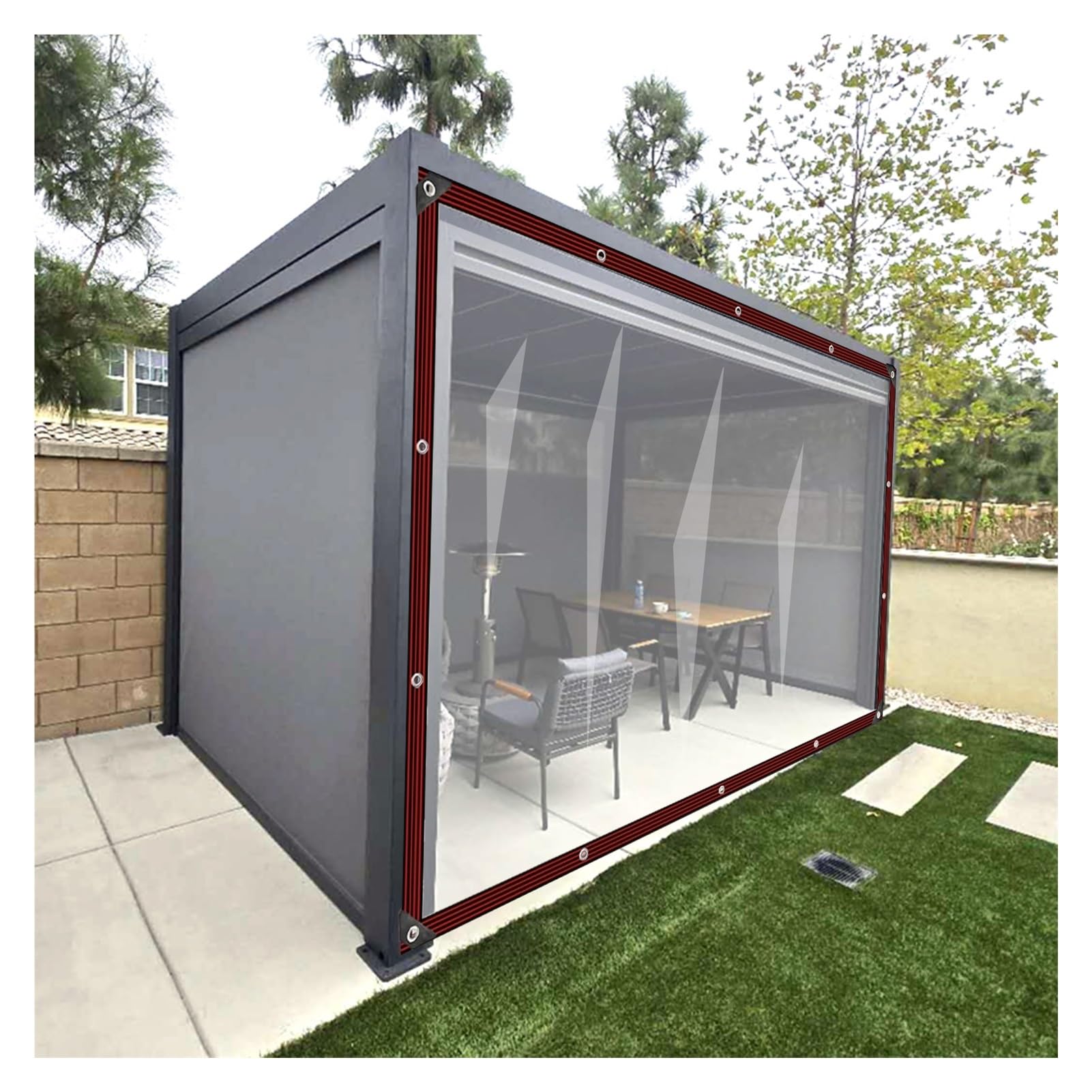 GJZQDKX Waterproof Clear Tarps with EyeletsHeavy Duty Transparent Tarp for Outdoor Use Furniture Protection Veranda rgola Garden Home (2x5m/6.56x16.4ft)