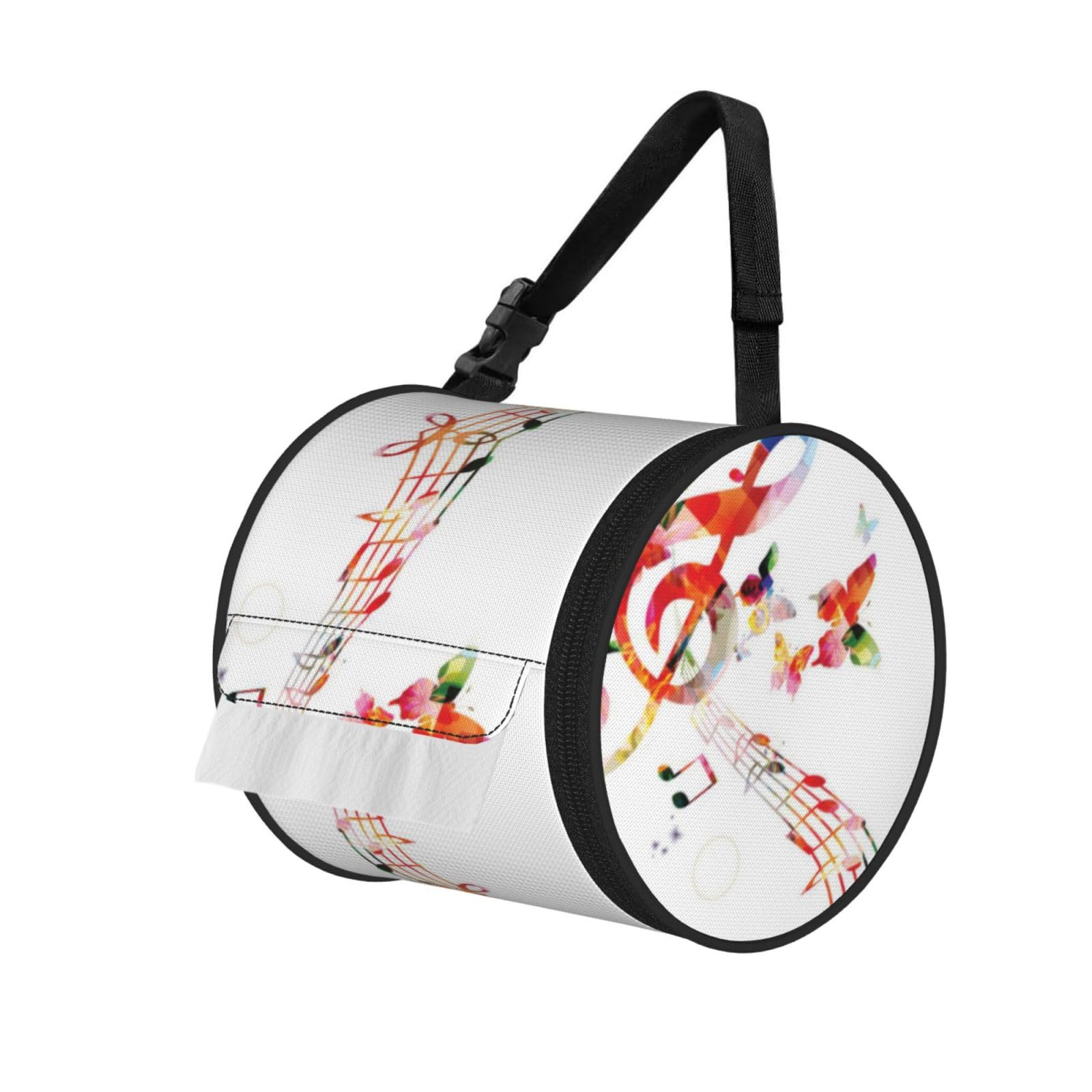 Music Butterfly Print Hanging Toilet Paper Holder Camping Paper Towel Holder Portable Car Roll Paper Storage Bag With Adjustable Strap Suitable For Bathroom,Kitchen