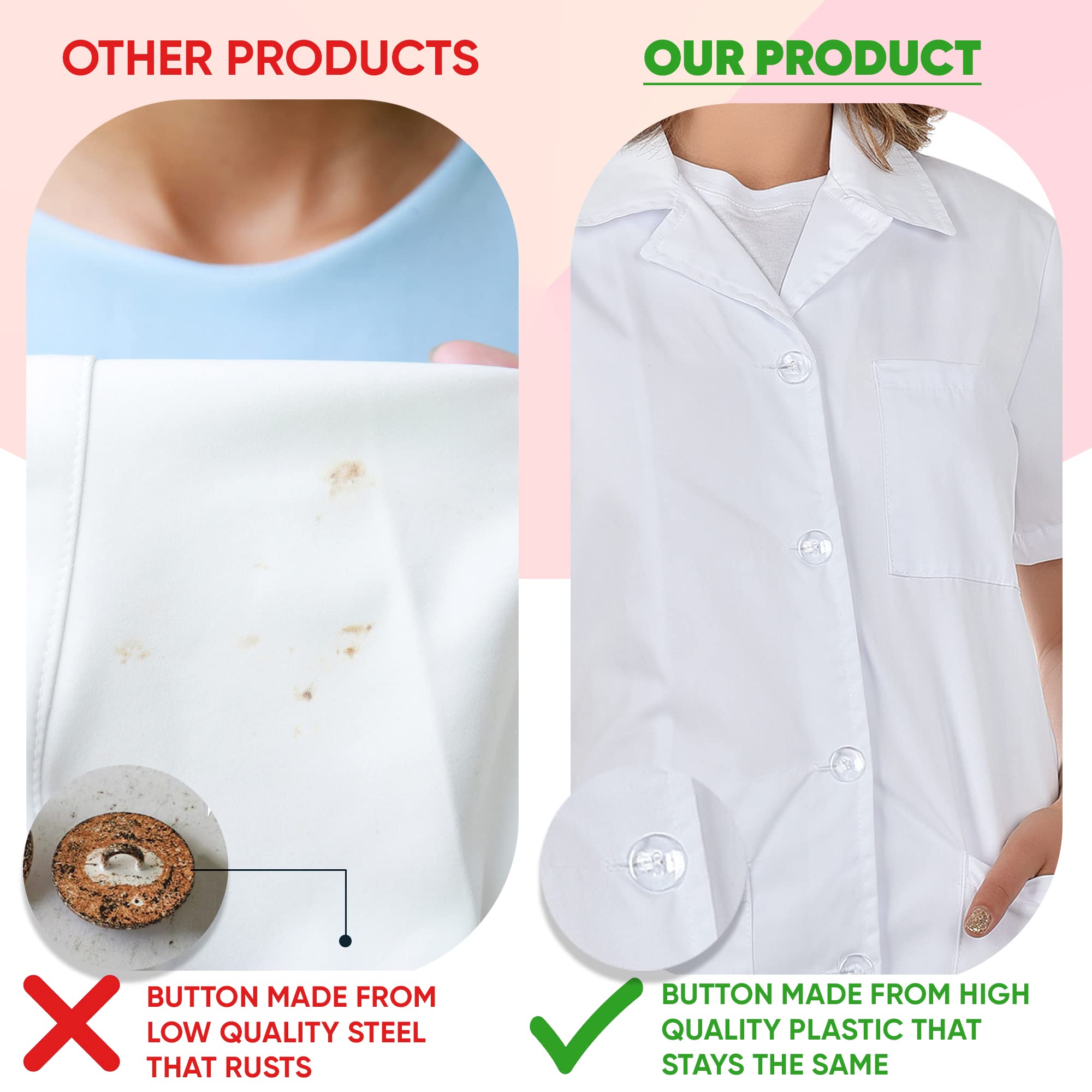B-well Gabi Uniforme de Empleada Hogar Casaca con Botones para Enfermeras y Limpieza Mujer con Cuello Solapa Manga Corta Cuello V