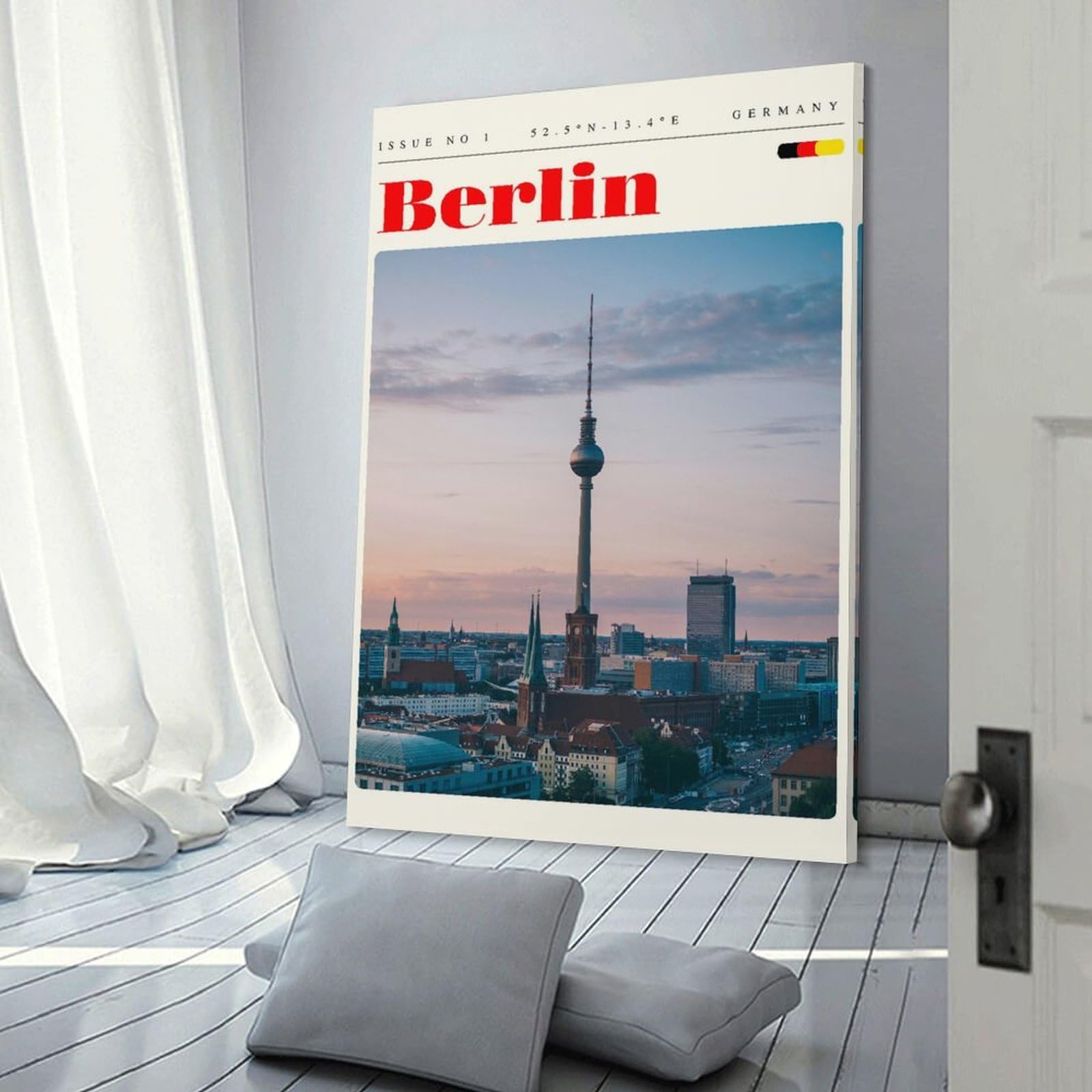 Junmoney Home Decor Wall Art Berlin Germany Travel Art, 24x36inch(60x90cm), for Flats, Guest Rooms Or Compact Rooms, Wall Decor with Flexible Room Appeal
