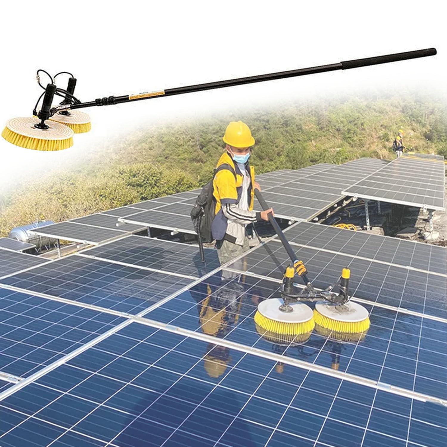 GTHTUHFD Solar Panel Cleaning Tool, Double Head Photovoltaic Power Generation Panel Cleaning Equipment Brush Power Tools, Water Fed Pole Kit,3.5M,3.5m