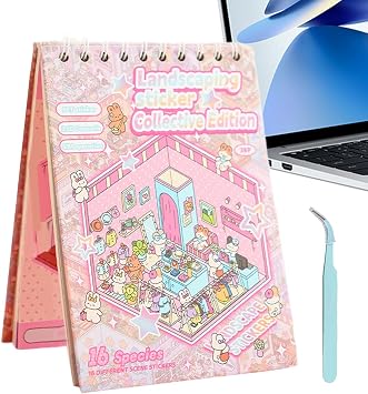 Sticker Room Scene Book,Cartoon Scene Large Stickers | Reusable Creative Book Cute Decal Scrapbooking & Stamping For Boy School Home Playtime Travel Girl Preschoolers Develop Skills Adults