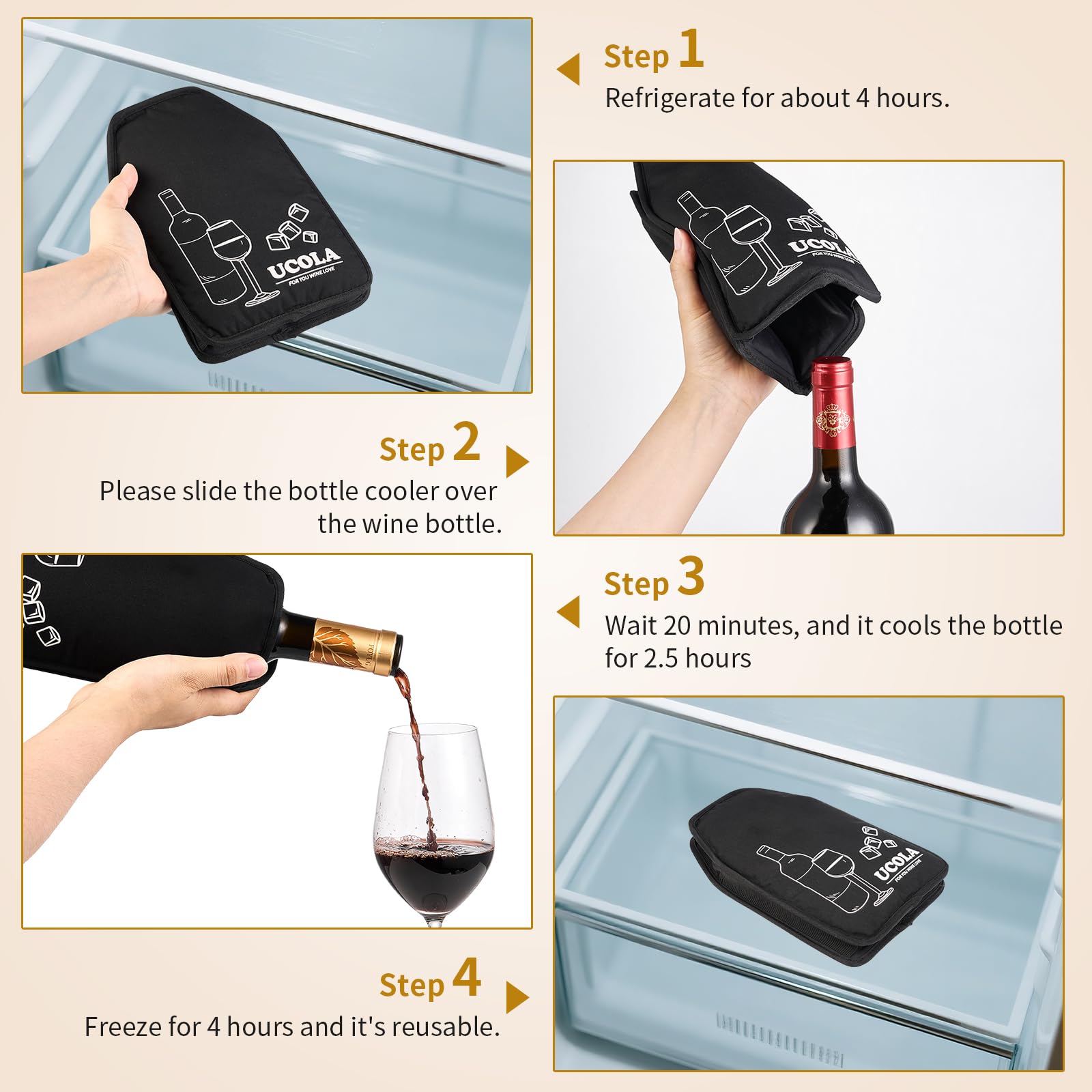 Funda enfriadora de vino, bolsa enfriadora de vino reutilizable con gel de refrigeración de grado alimenticio, bolsa de hielo portátil a prueba de sudor para botellas de 750 ml, enfriamiento rápido