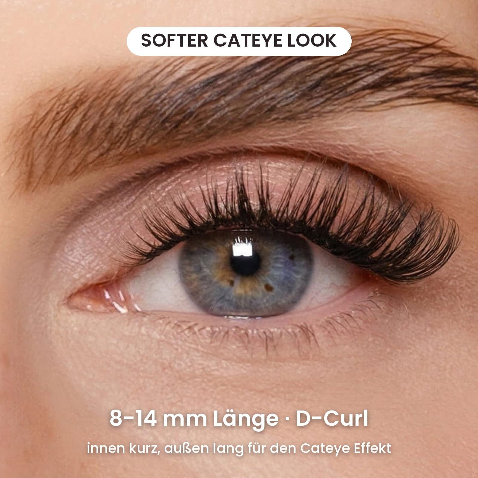 GirlGotLashes Pretty Press Pre-Glued Lashes 2.0, selbstklebende Wimpern im Cateye Look, D-Curl 8-14 mm, 5-7 Tage Halt, 5 Paar, DIY Wimpernverlängerung, vegan, dermatologisch getestet