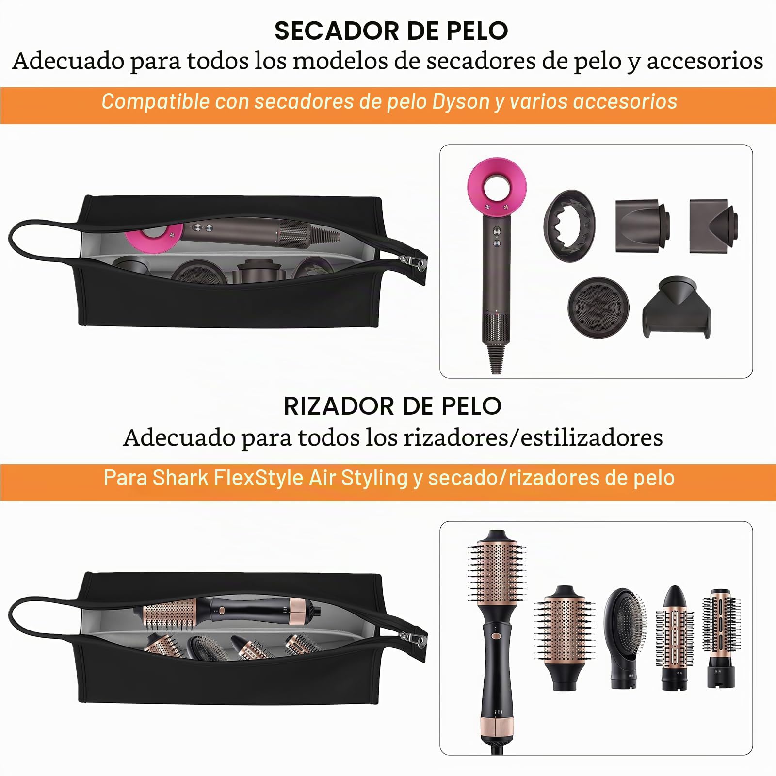 Bolsa de Almacenamiento de Viaje Compatible con Dyson Airwrap Styler y Dyson Supersonic, Bolsa de Viaje Portátil para Secador de Pelo, Funda de Transporte Impermeable para Secador de Pelo y Accesorios