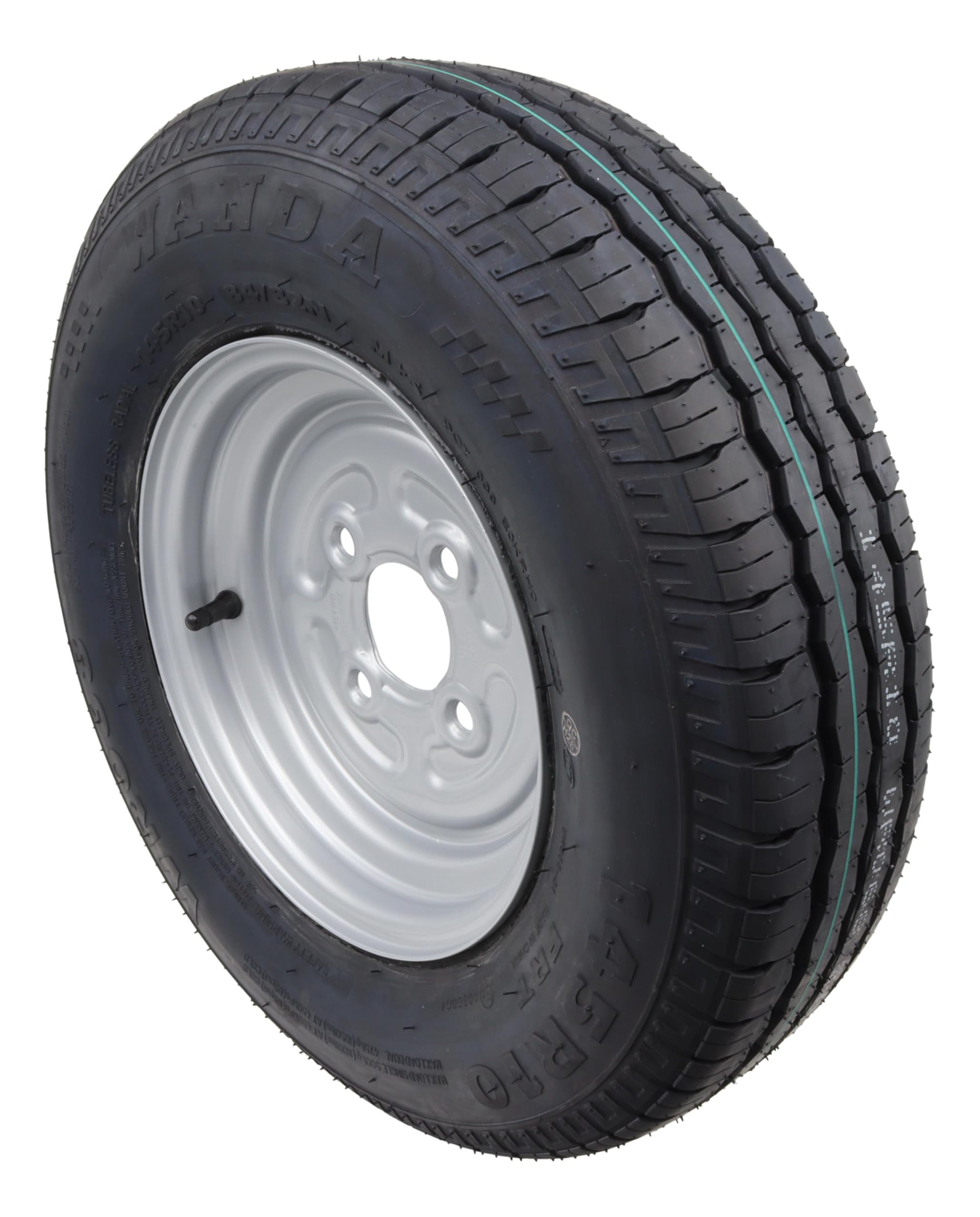 Ruota 145/80R10 per Rimorchio Ruota Completa 145R10, 145/10 LK 100x4 Cerchio 3,50x10 145 10 (2x)