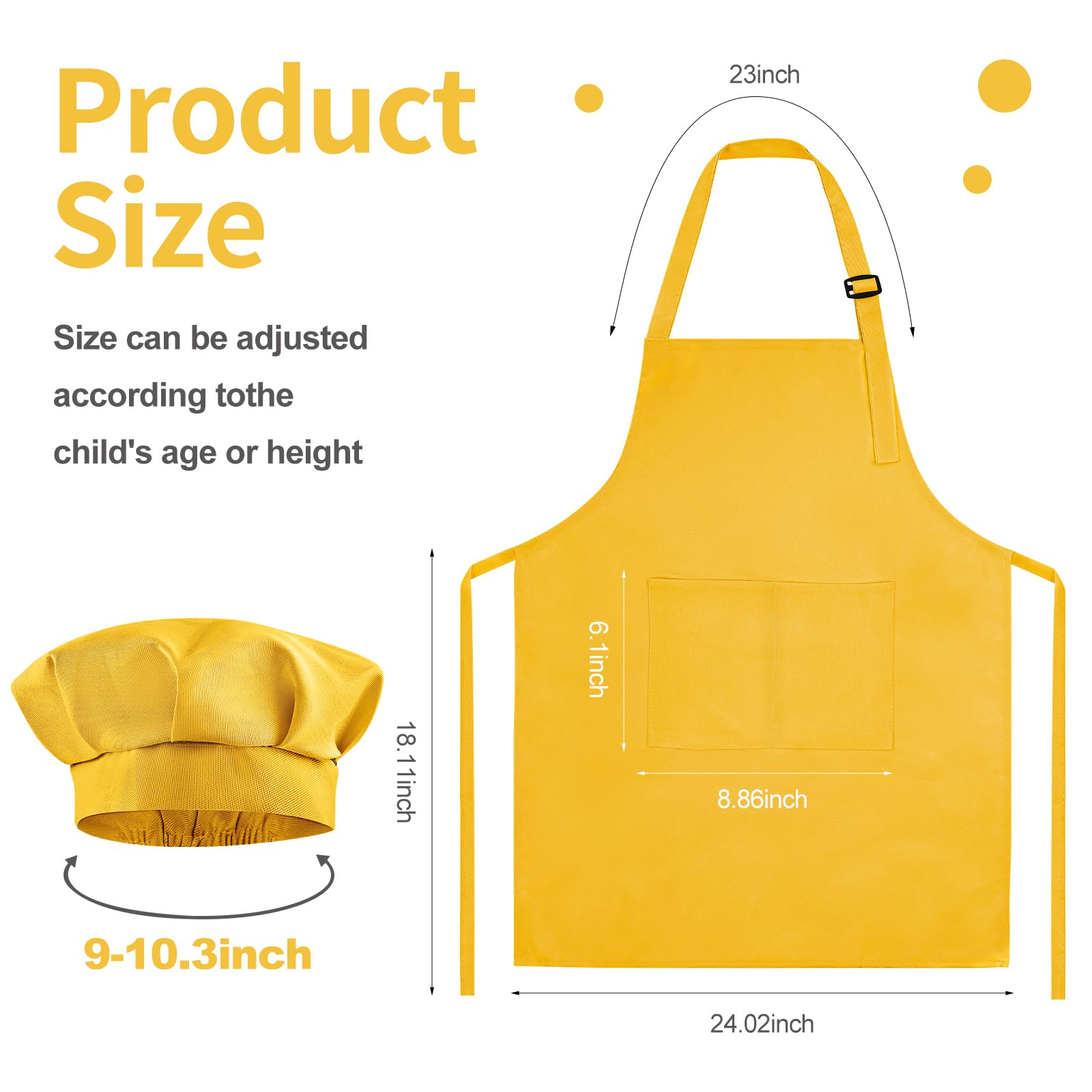 Morcheiong Kids Chef Hat and Apron Set - Image 2