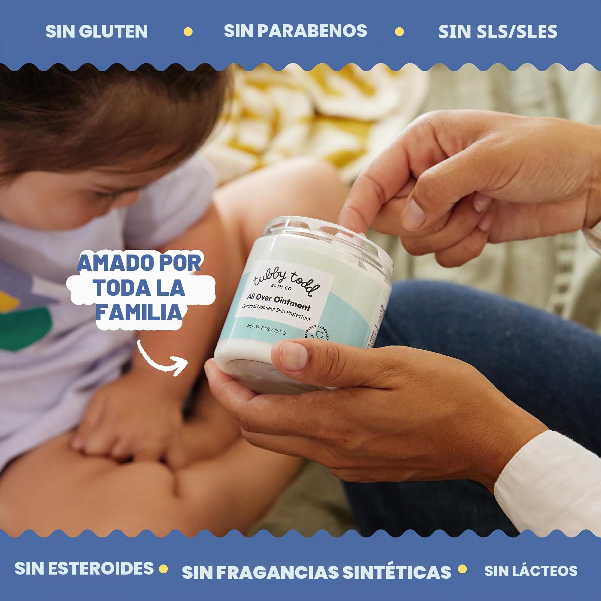 Tubby Todd All Over Ungüento para bebés, crema multiusos para eccema de bebé para piel sensible, piel seca, erupción cutánea, irritación, paquete de 2 unidades, 8 onzas, sin fragancia