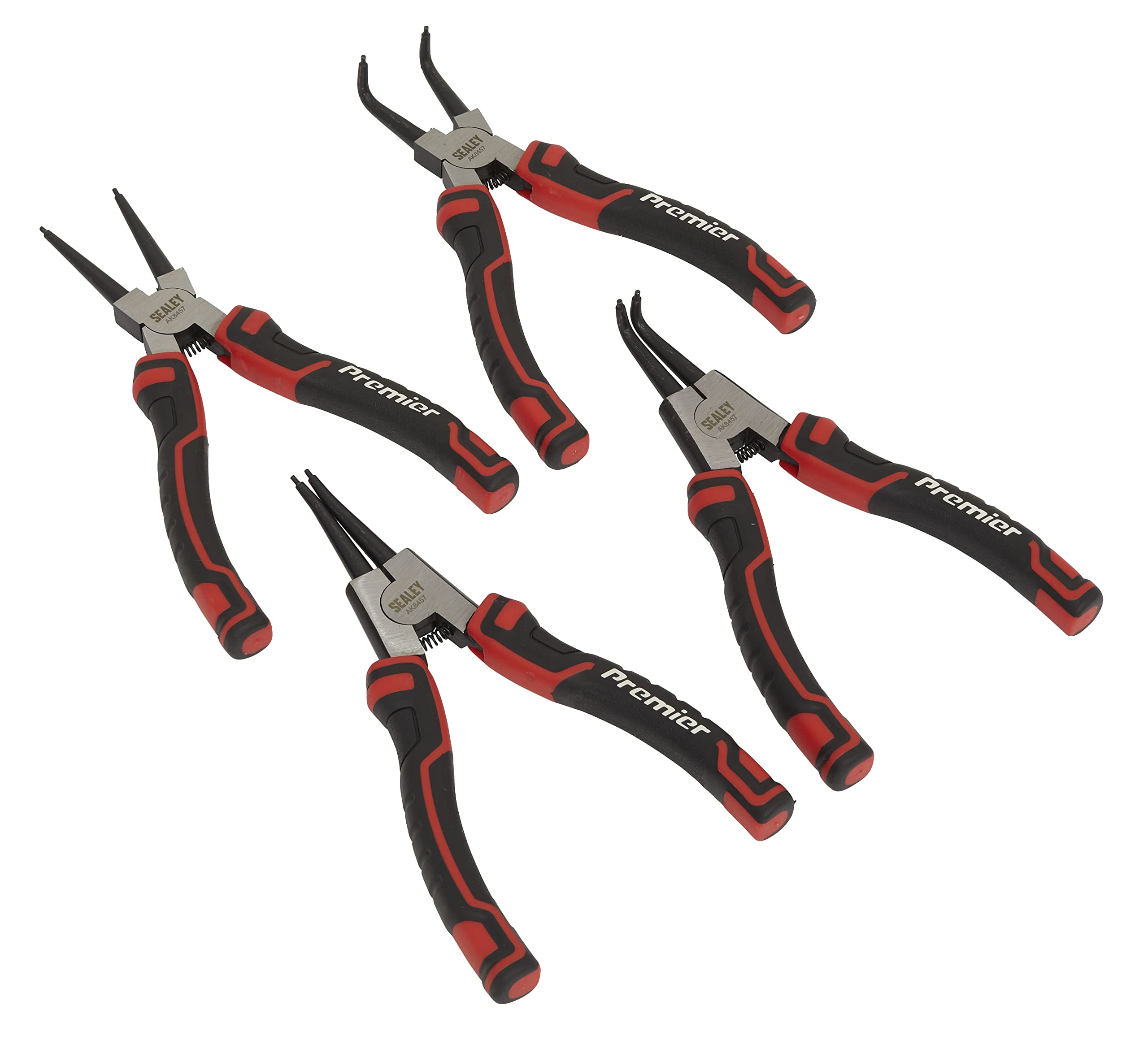 Sealey Circlip Pliers Set 4Pc 180Mm - Chrome Vanadium Steel - Spring Loaded Jaws - Comfort Grip Handles