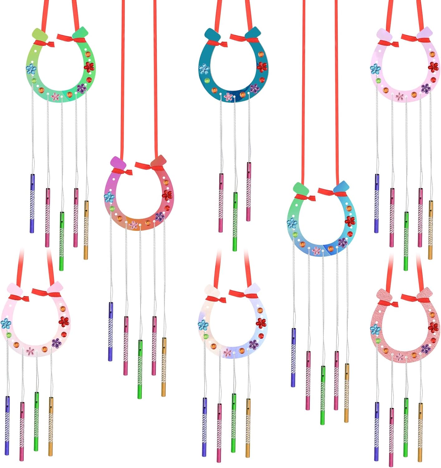 16 Pack DIY Wind Chimes for Kids, Horseshoe Wooden Wind