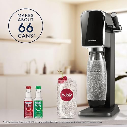 Miniatura 9 de SodaStream Art - Paquete para agua con gas (negro), con CO2, botellas DWS y sabores Bubly Drops