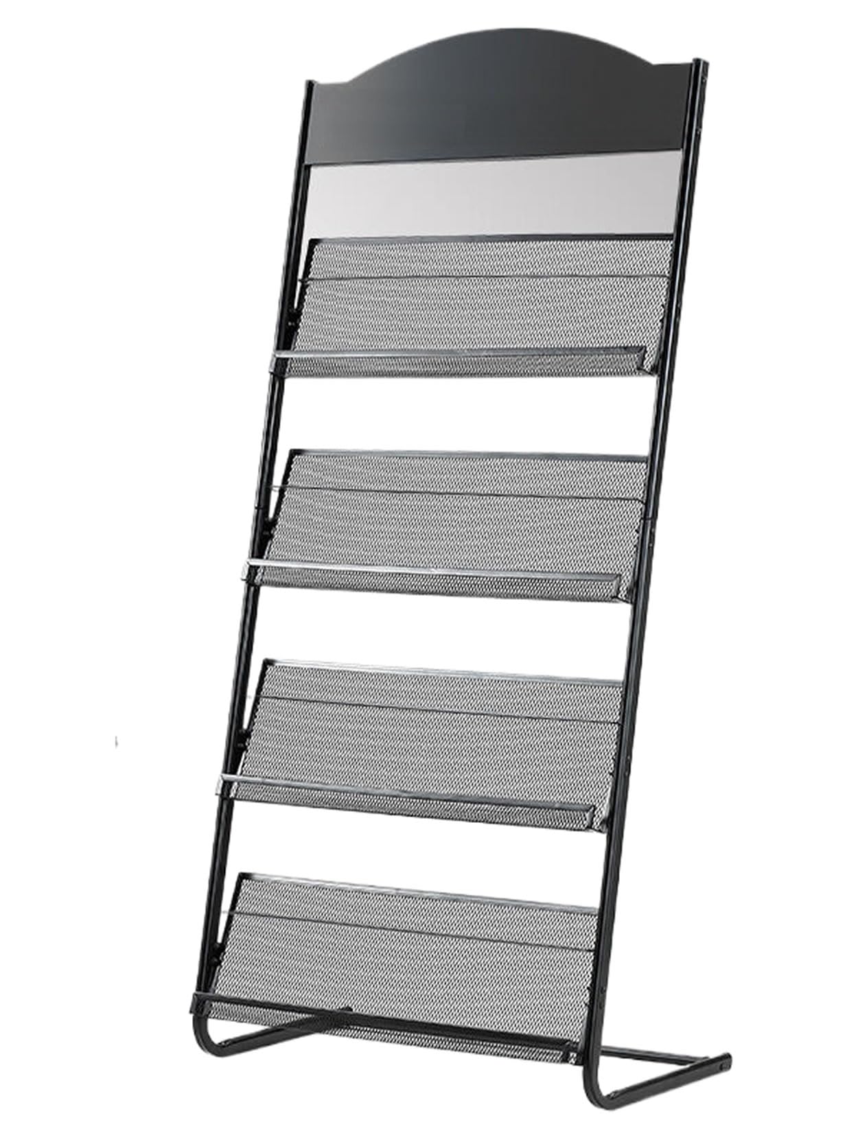 TUKA-i-AKUT Soporte para Revistas Suelo Expositor de Pie para Folletos, 4 Estantes Revistero para Presentación de Literatura Portafolletos Catálogos, Soporte de Acero, 40x29x146CM TKD8687