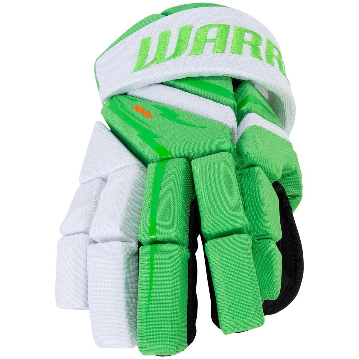 Warrior Alpha Deluxe LT Senior Gants de hockey sur glace, blanc/vert, 33 cm