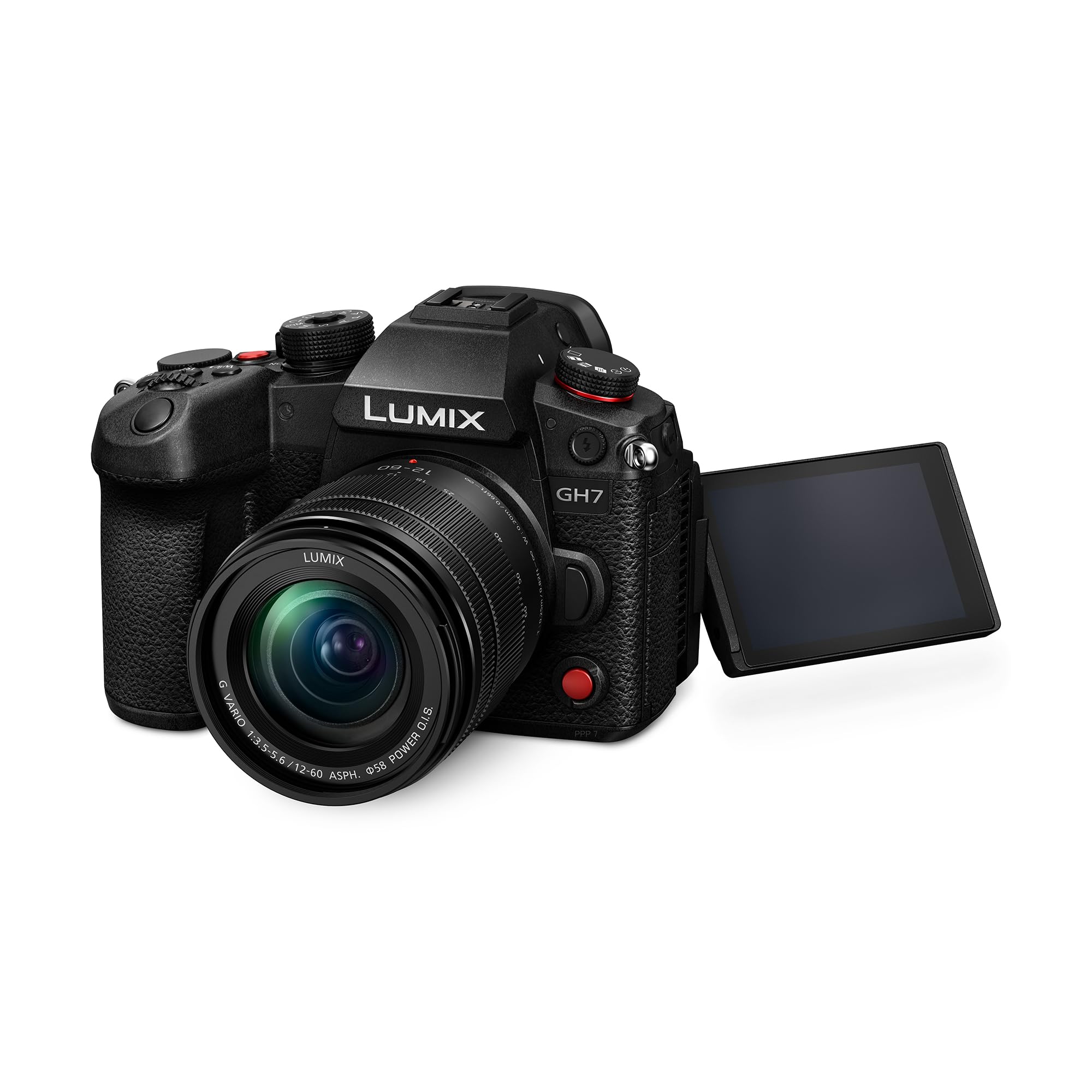 Panasonic Lumix DC-GH7ME Micro Cuatro Tercios Cámara Sin Espejo, con Lente 12-60mm, Lumix G Vario H-FS12060, 25,2 MP, C4K/4K 4:2:2 60/50p, AF Híbrido Fases, IS Activo, ProRes Raw HQ, OLED, Negro