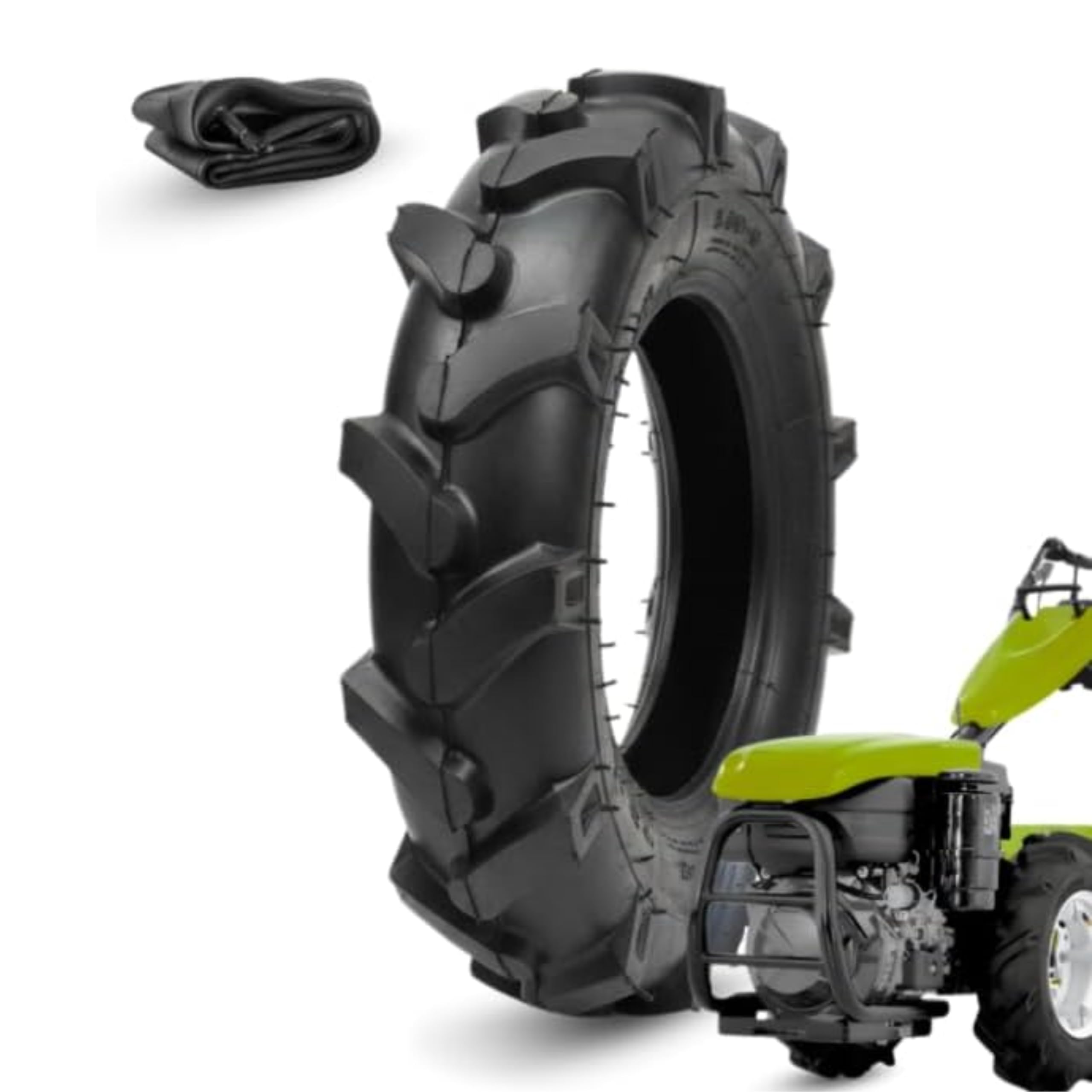 Ecovelo' 1 Pneumatico 3.50-8 4PR + Camera d’Aria | Kit Gomma TM Rinforzata per Motozappa, Motocoltivatore e Falciatrice