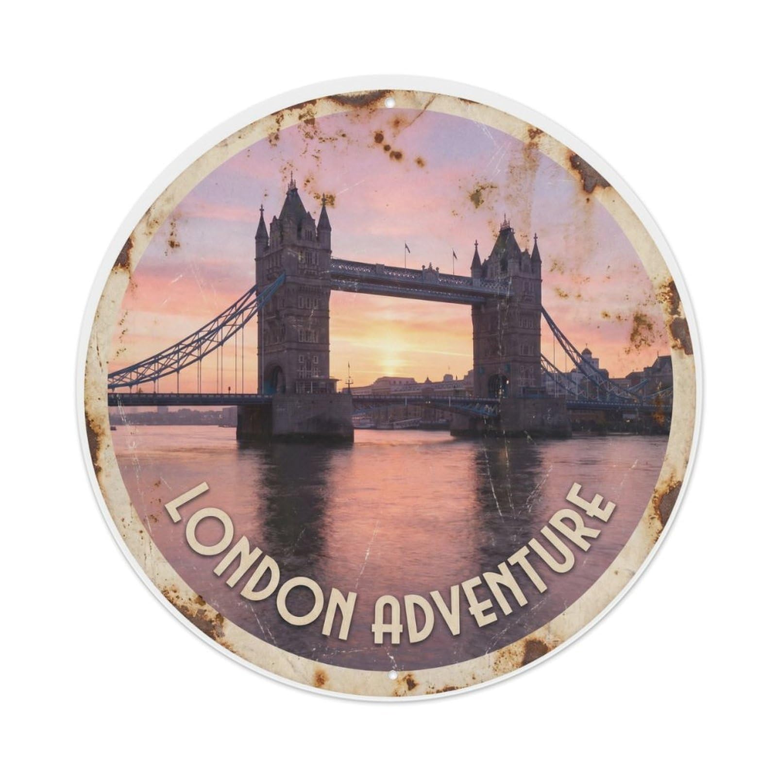 Fqcyn Style Vintage Travel London Dawn Sunrise Metal Tin Sign