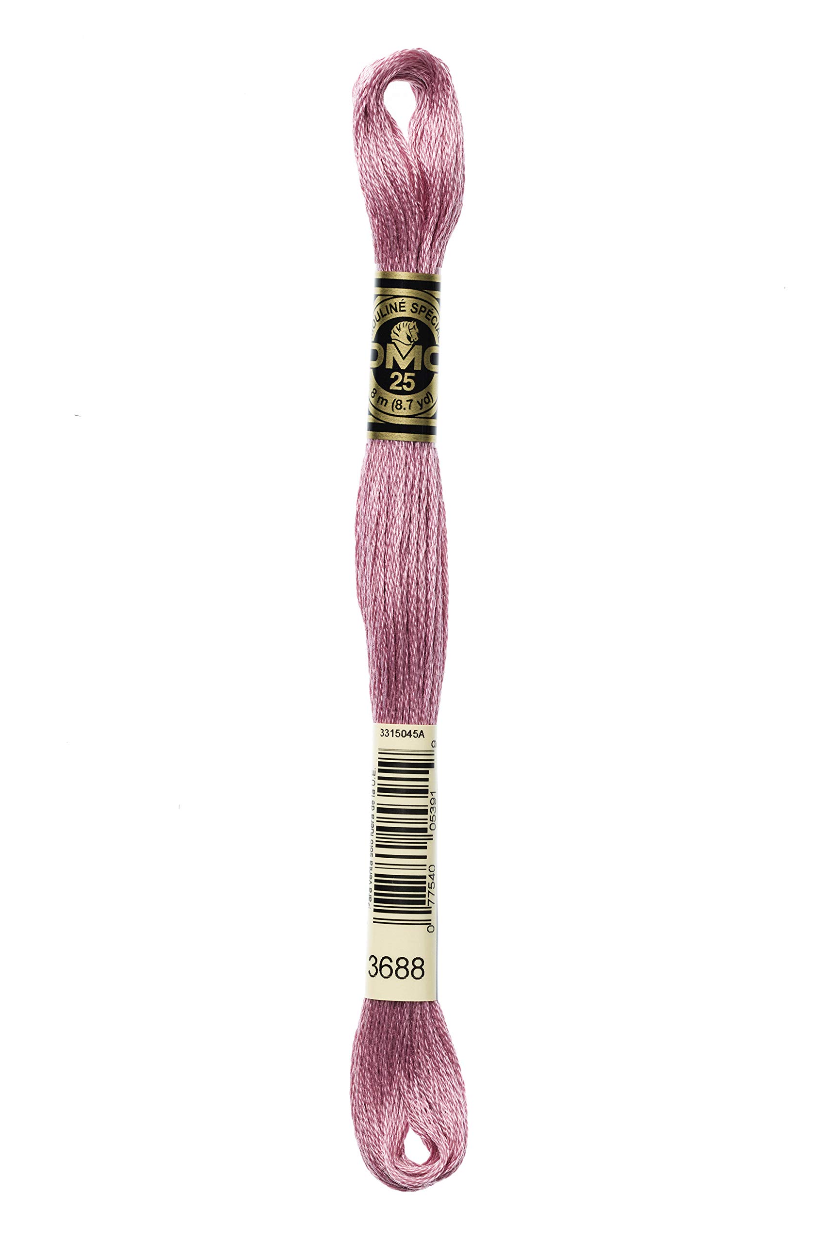 DMC 117-3688 Mouline Stranded Cotton Six Strand Embroidery Floss Thread, Medium Mauve, 8.7-Yard