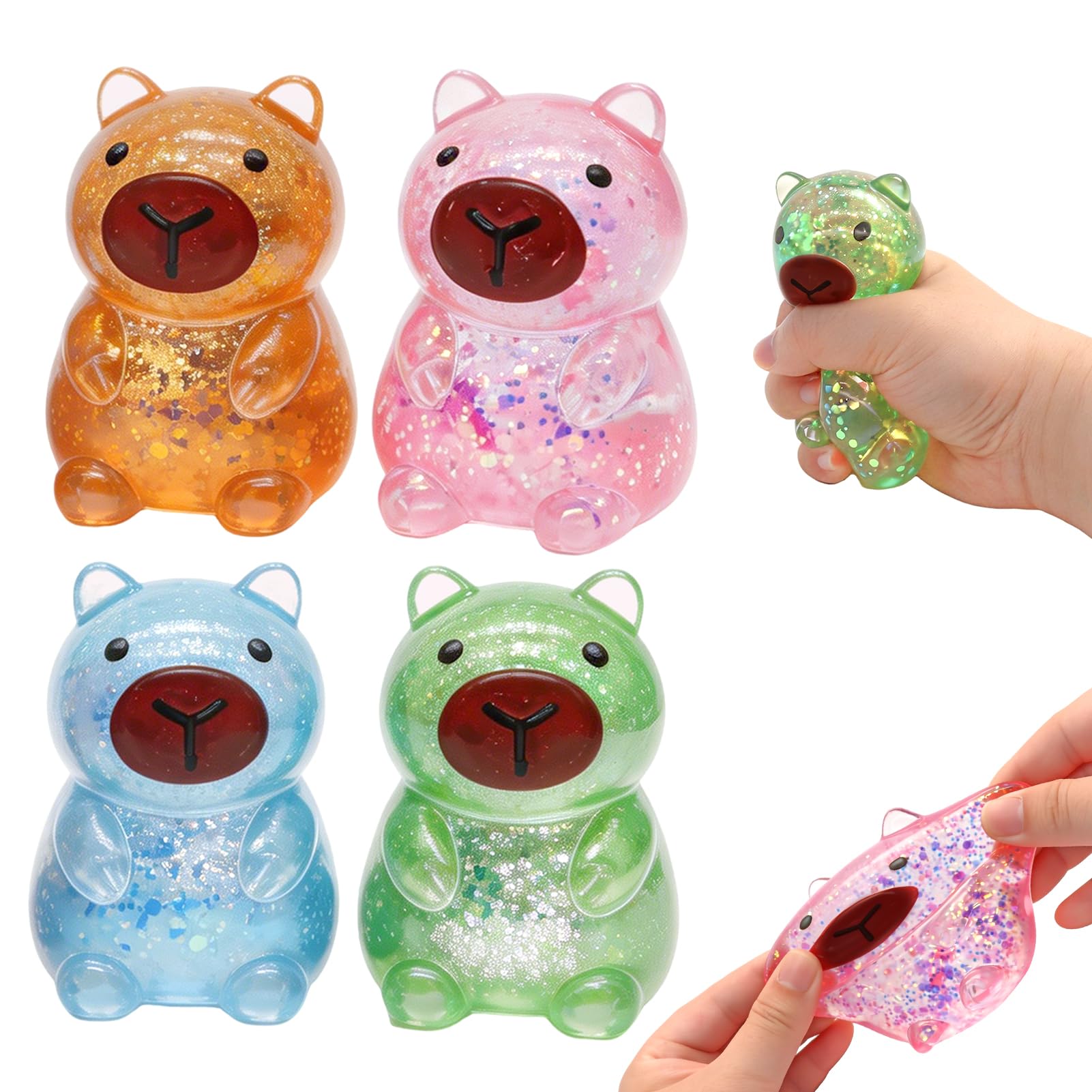 4 Pezzi Capybara Squeeze Toy,Squeeze Giocattoli,Antistress Squeeze Toys,Antistress Giocattoli,Capybara Squishy,Squeeze Ball,Squishy Squeeze Giocattoli,Giocattoli di Decompressione