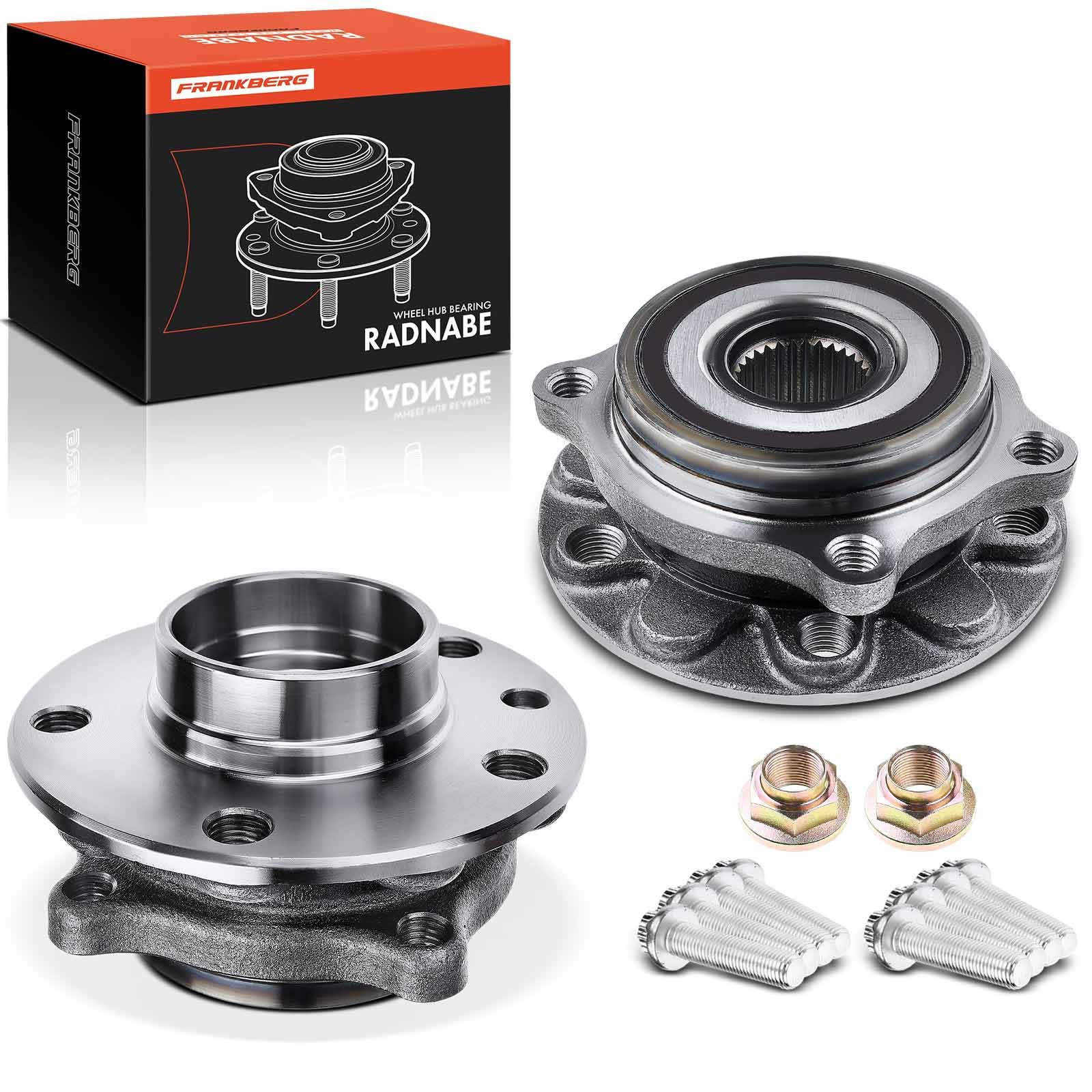 Frankberg Set di 2 cuscinetti ruota anteriori con anello magnetico ABS | davanti Con anello magnetico Sensore di velocità ABS Sensore di velocità ABS Ruota flangiata ⌀135