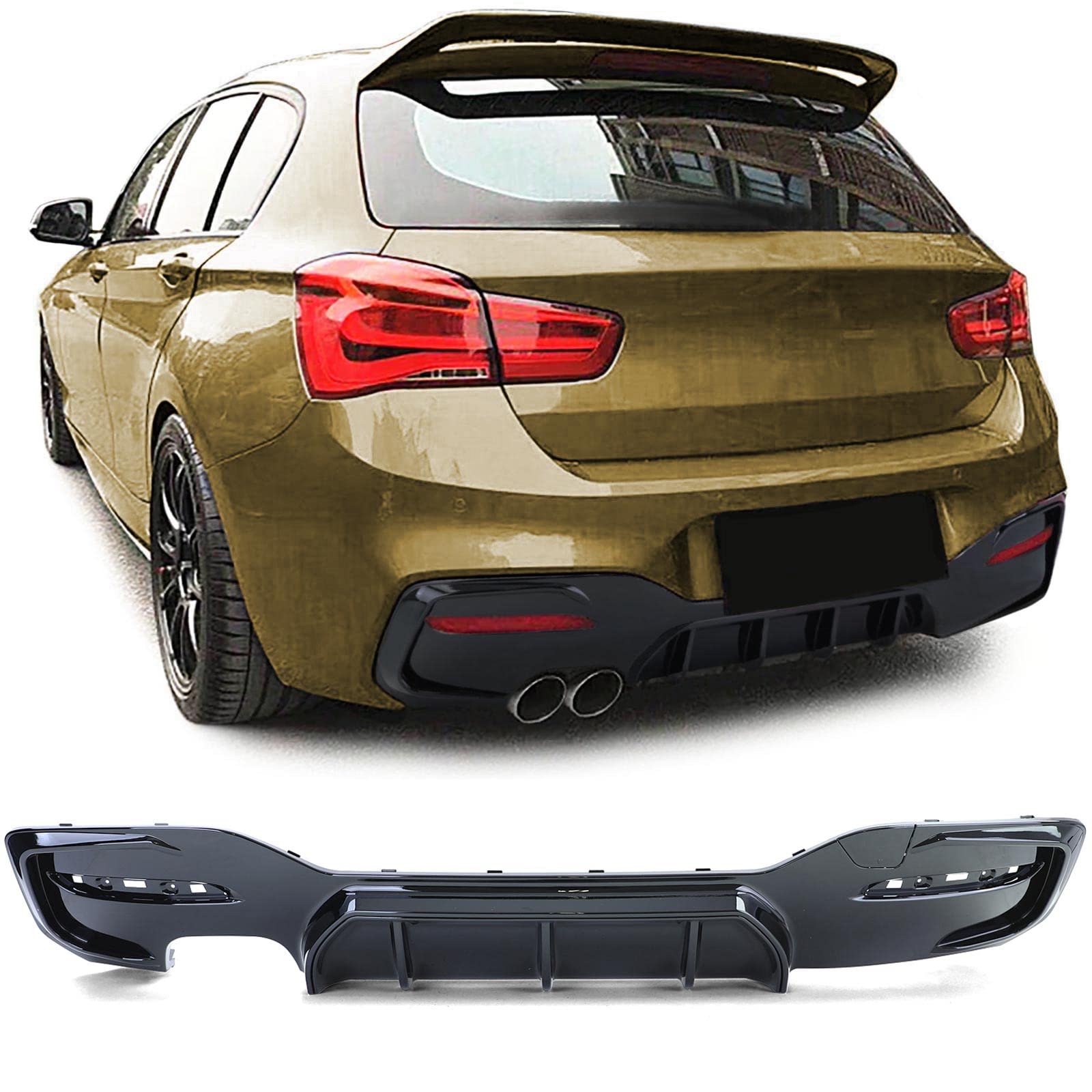 Heckdiffusor Performance Schwarz Glanz passt für 1er BMW F20 F21 120 125 15-19
