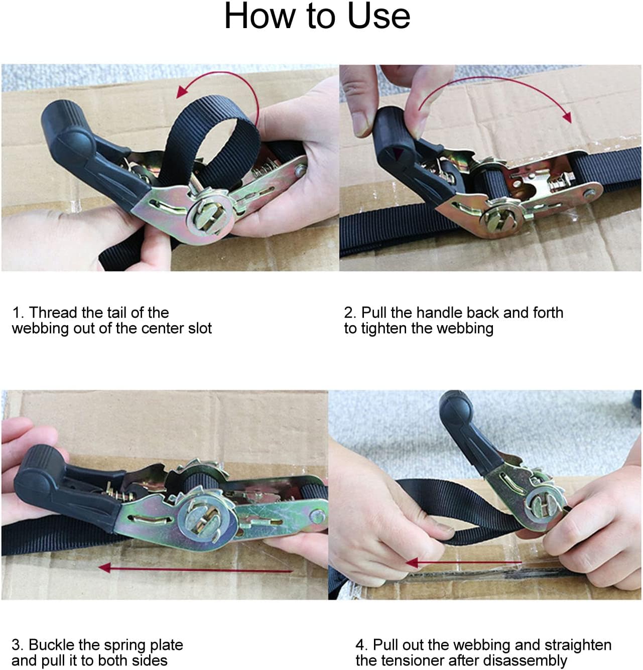 Aladeno 4 Sets 25mm Width 10ft Long Ratchet Straps Sturdy Soft 1764lb Break Strength Ratchet Tie Down Strap Set Cargo Straps with S Hooks for Securing Cargos Car Truck Motorcycle
