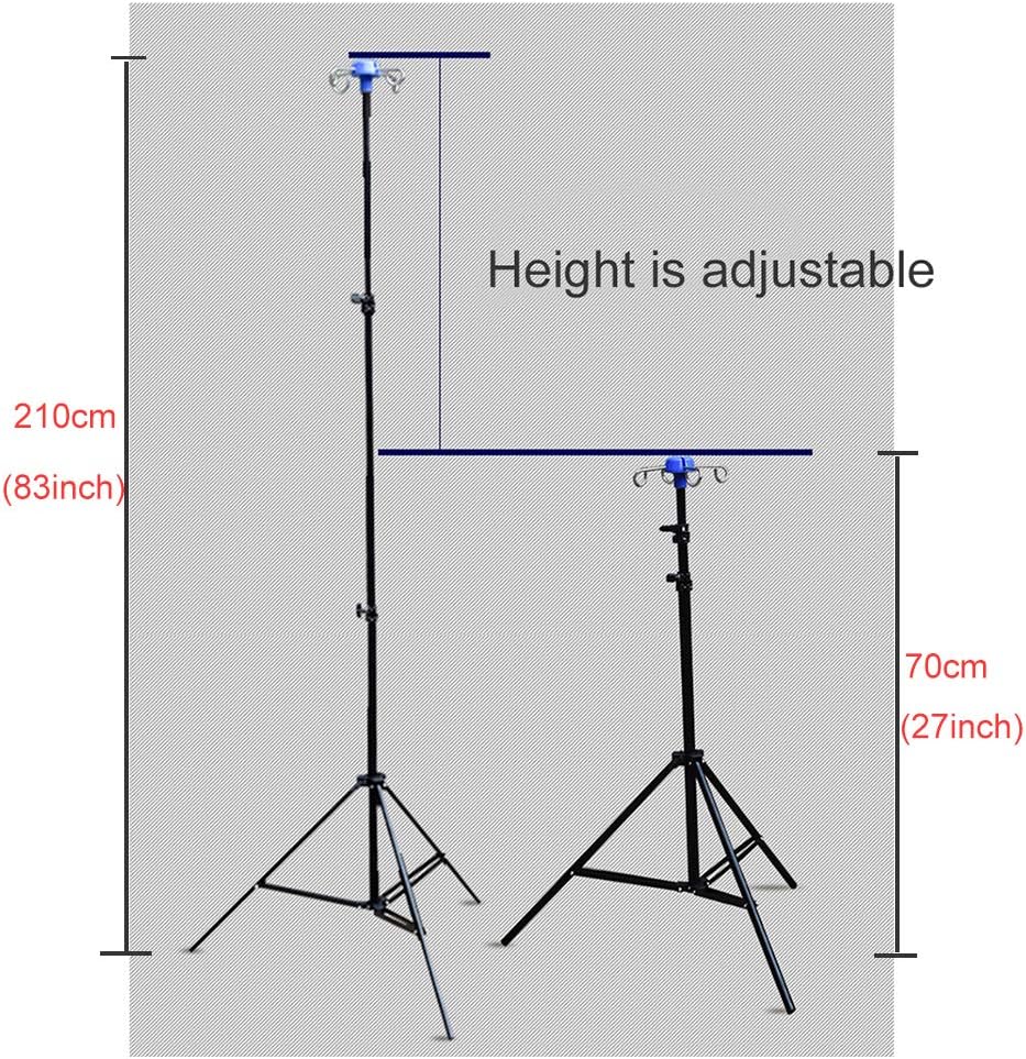 YJI Portable Collapsible IV Pole Stand, 4 Hook 3 Leg with Adjustable Height Display Stand Rack, Aluminum Alloy, 44 Lbs Load Capacity : Industrial & Scientific