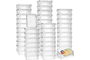 Suzile 50-Pack Stackable Plastic Crayon Box Organizer