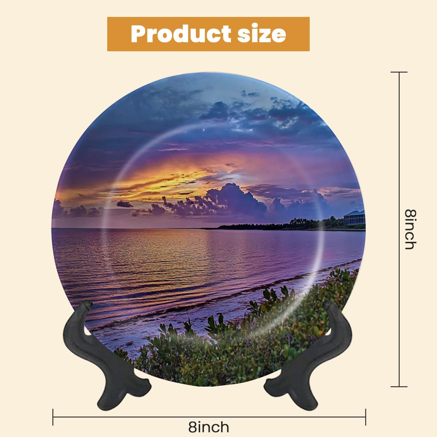 Decorative Plates for Display Sunset Myakka River Gift Plates Ceramic Collections Plates Hanging Artwork for Living Dining Room Kitchen Souvenir