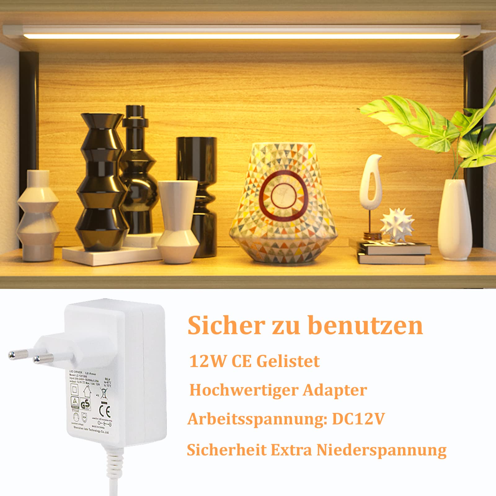 WOBANE 60cm Unterbauleuchte LED Dimmbar,5 Lichtfarben,Heller LED Lichtleiste mit Berührungsloser Sensor,LED küchenbeleuchtung unterbau,Unterschrank Beleuchtung für Regale,Werkbank