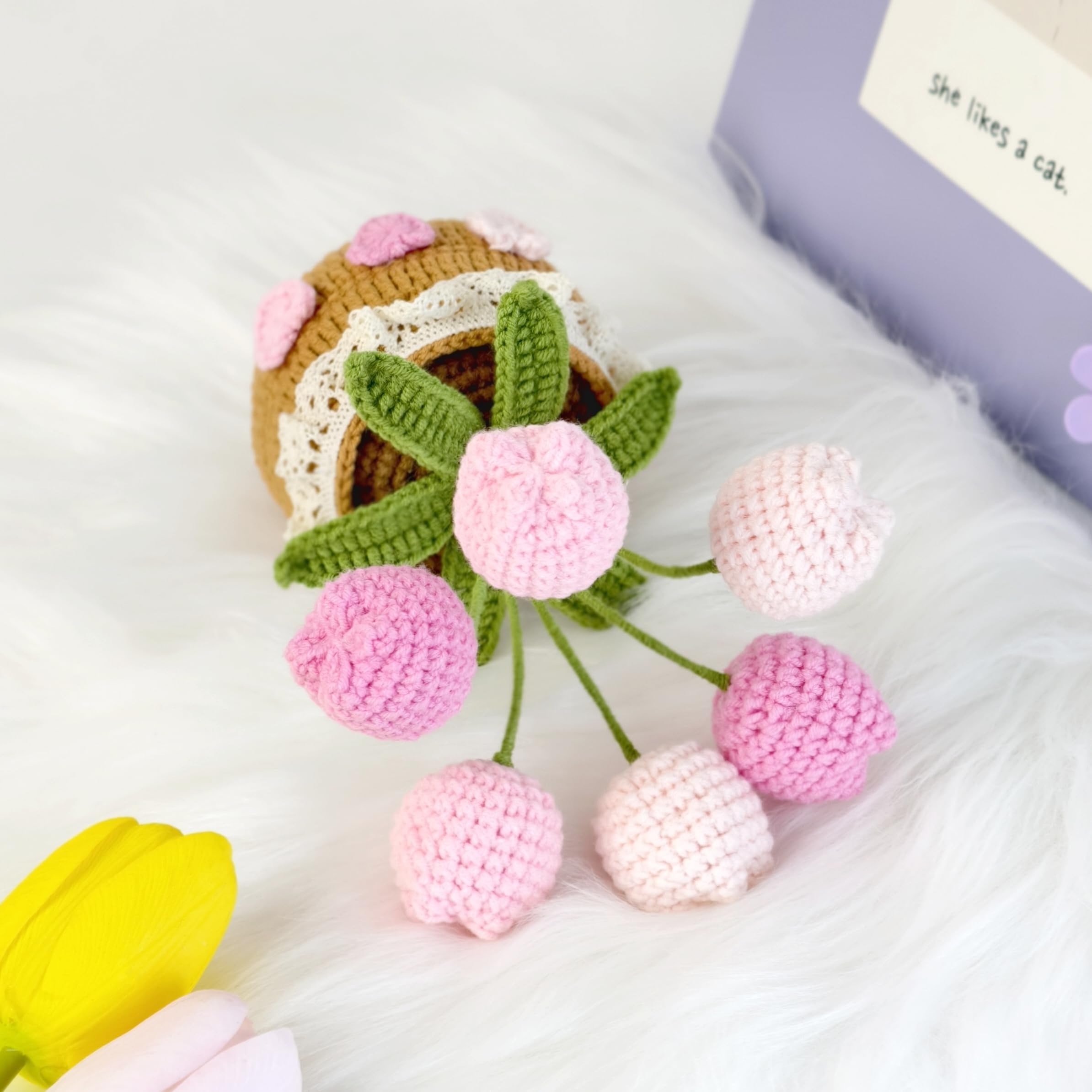 Amazon.com: JOMODECOR Handmade Crochet Tulip Bouquet Potted Plants