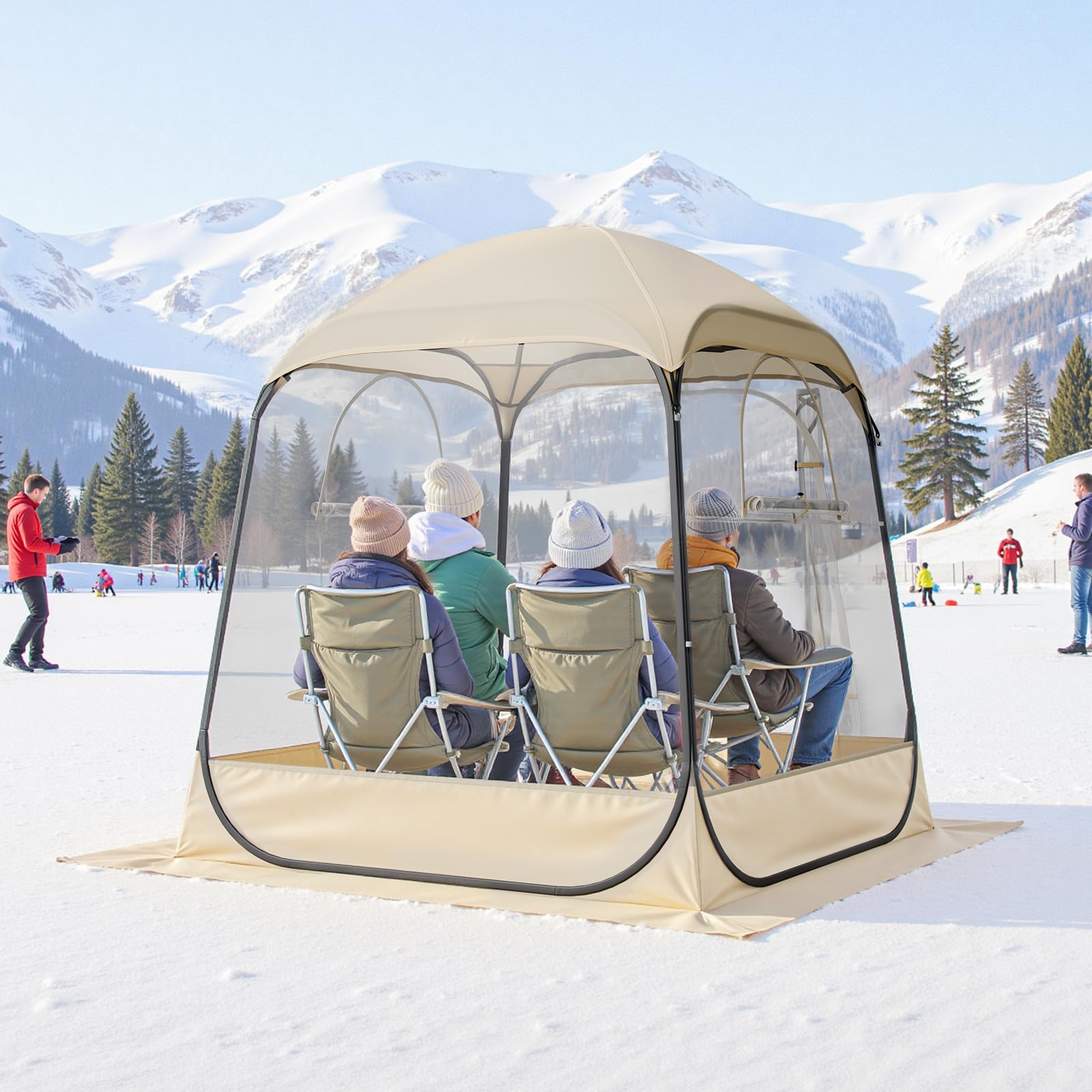 vevor pop up sports tent, 8 sizes optional clear bubble tent for 1-6 person, waterproof outdoor pod with floor mat & top cover, garden igloo dome tents camping shelter for sports watching