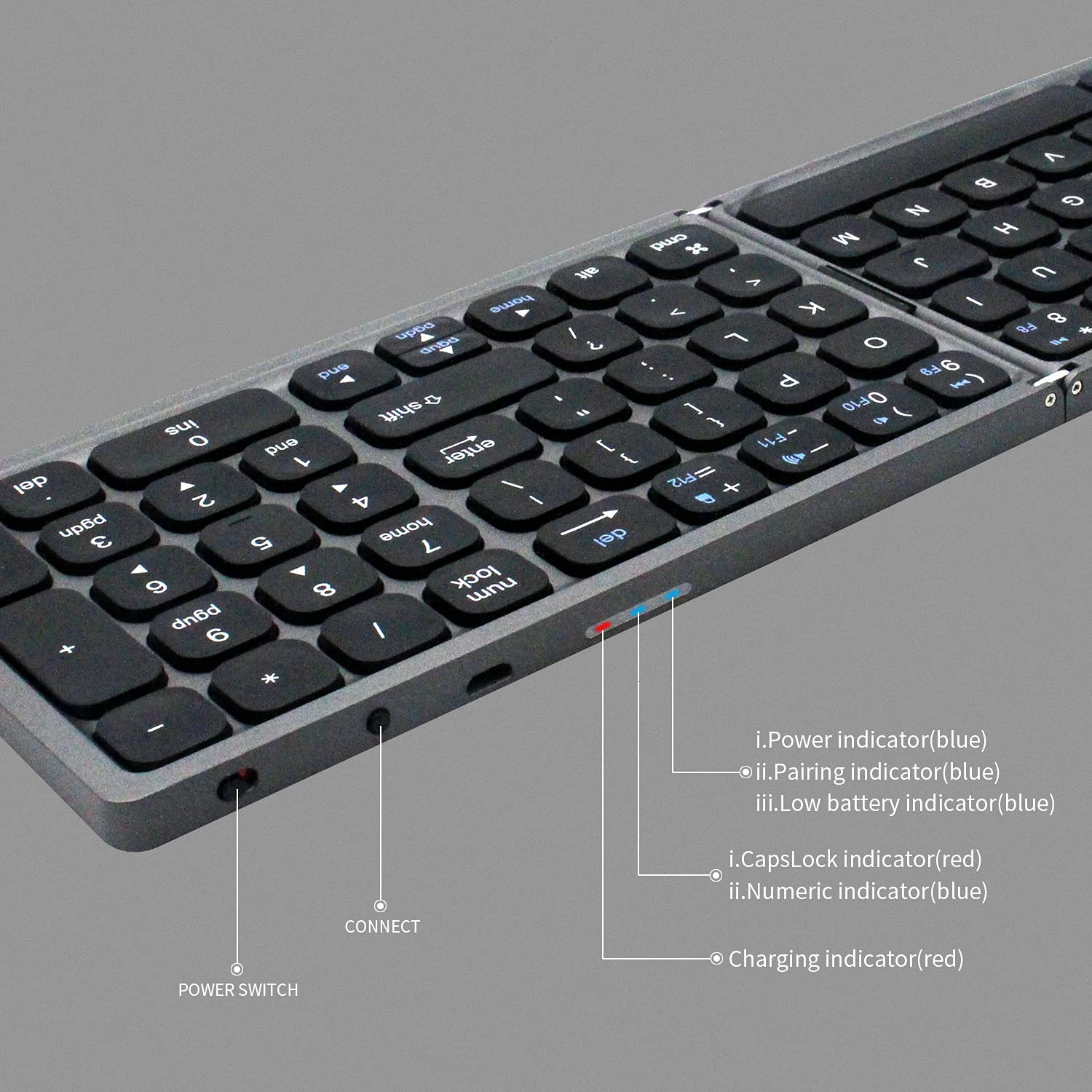Sottile Portatile 2 Fold Bluetooth Tastiera Multi Sistema Universale di Viaggio Tastiera con Tasti Numeri per Telefono Tablet Laptop