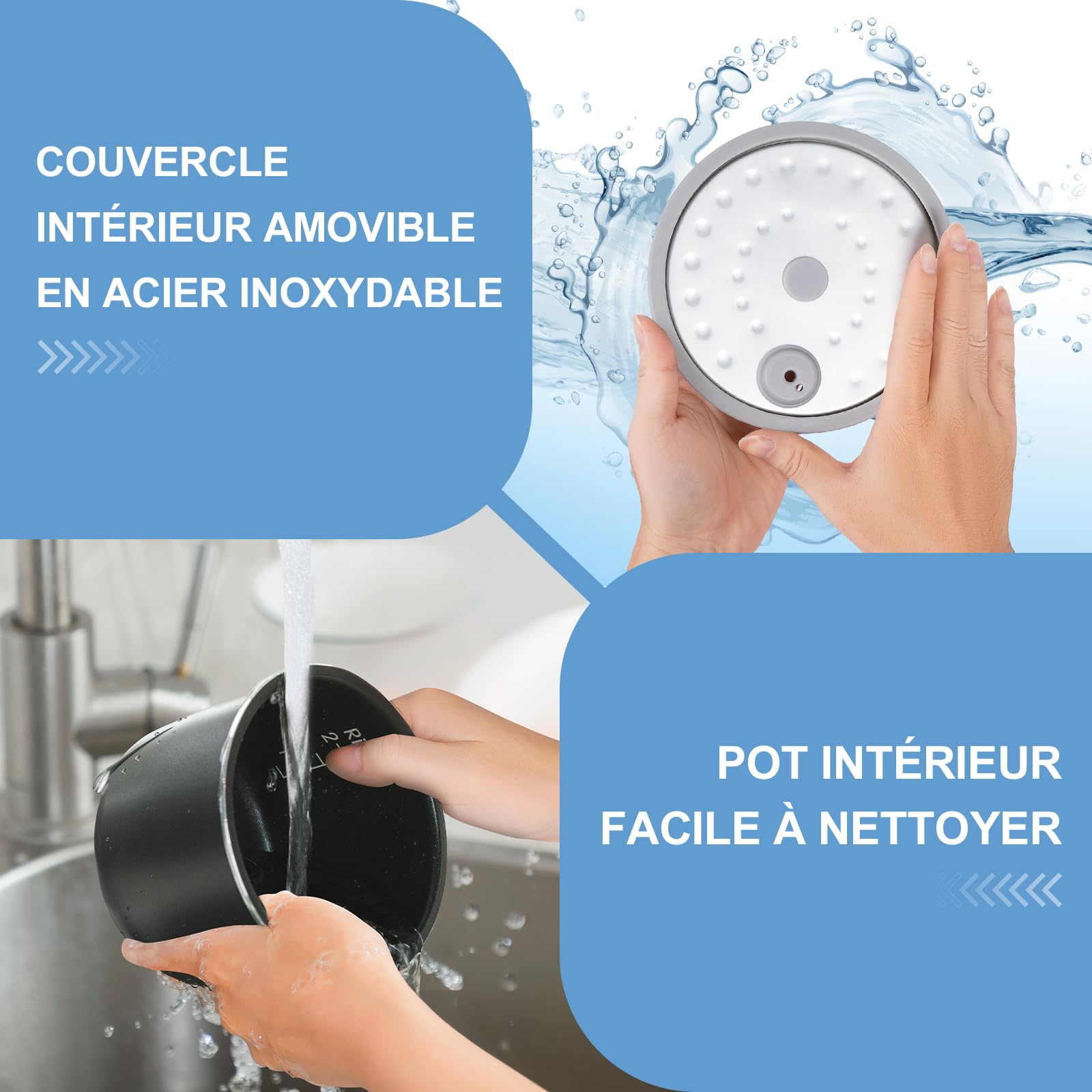 Bear Cuiseur à riz 2 tasses non cuit, 1.2L, blanc, avec revêtement antiadhésif, sans BPA, mini cuiseur à riz portable, un bouton pour cuire et maintenir au chaud