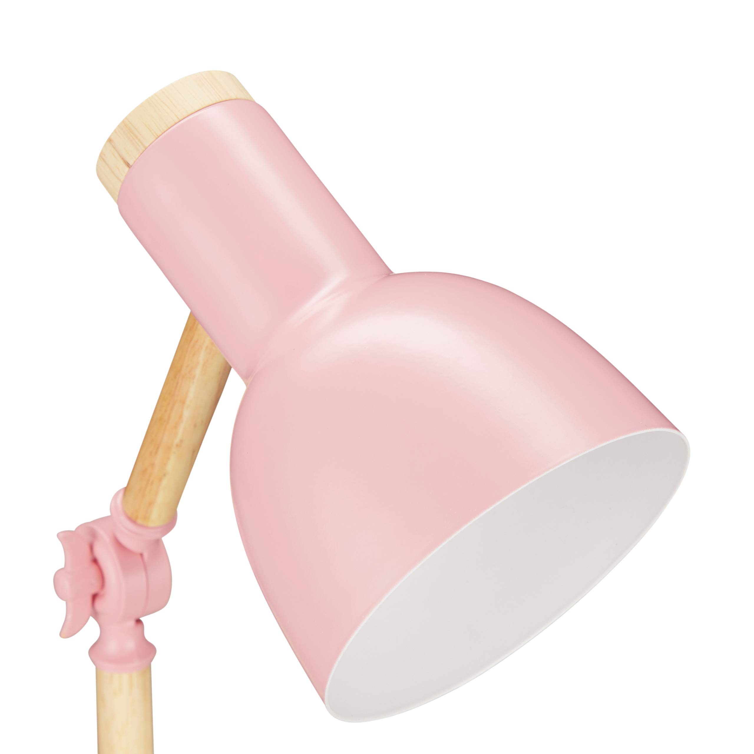 Relaxdays Lampada da Scrivania, Luce Regolabile da Tavolo, in Legno e Metallo Attacco E14, HxD: 45,5 x 14,5 cm, Rosa