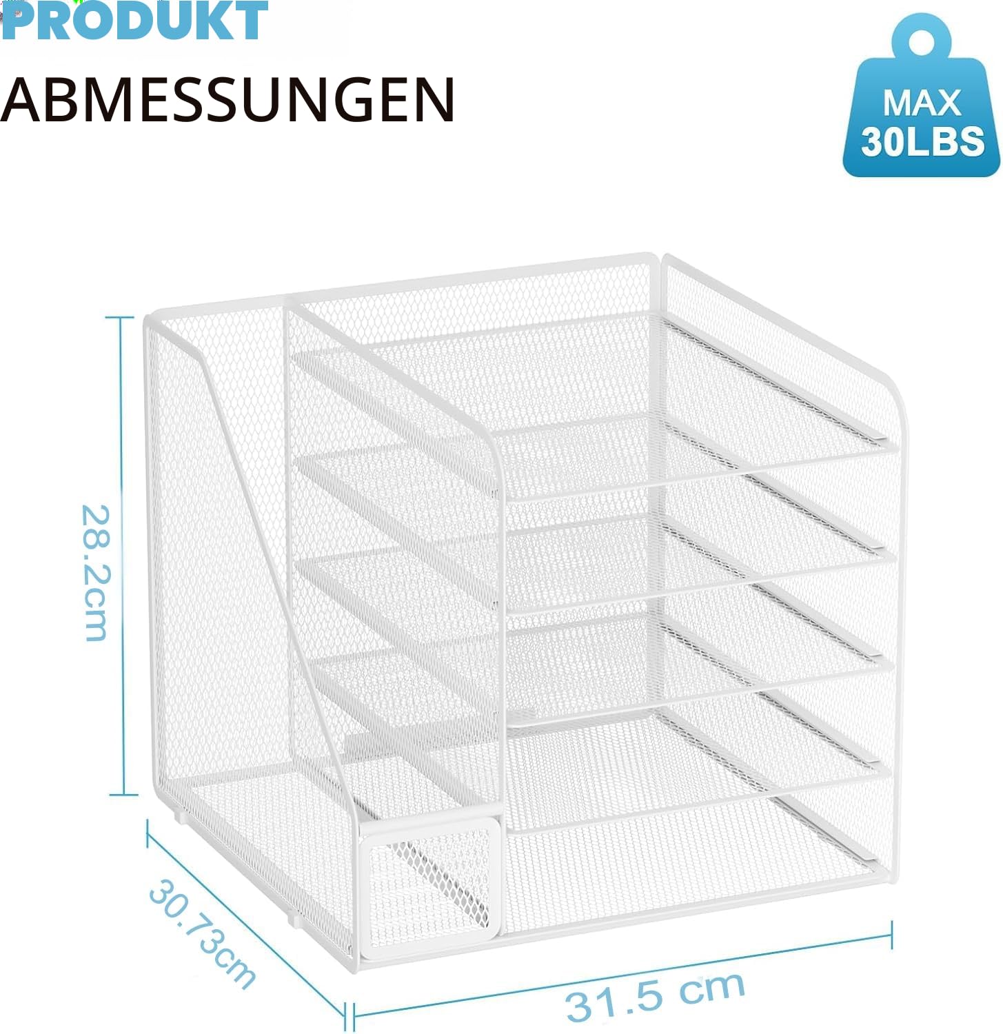 Marbrasse Schreibtisch Organizer und Büro Zubehör,5-Tier Briefablage,Mesh Büro Organizer für Schreibtischzubehör & Ablage(weiß)