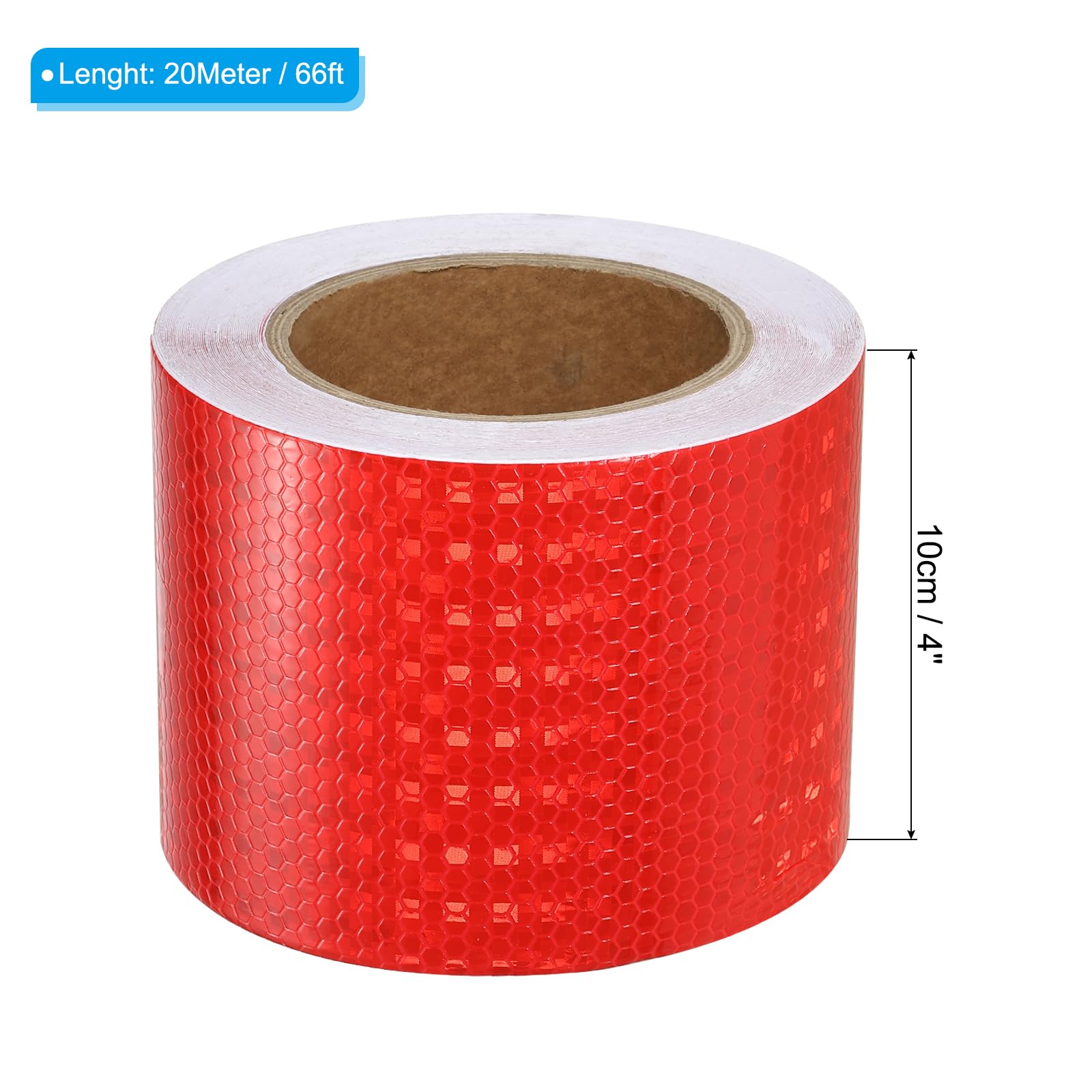 PATIKIL Cinta reflectante, 4 pulgadas x 66 pies, impermeable, de alta visibilidad, cinta adhesiva de seguridad, reflectora al aire libre para automóviles y camiones, color rojo
