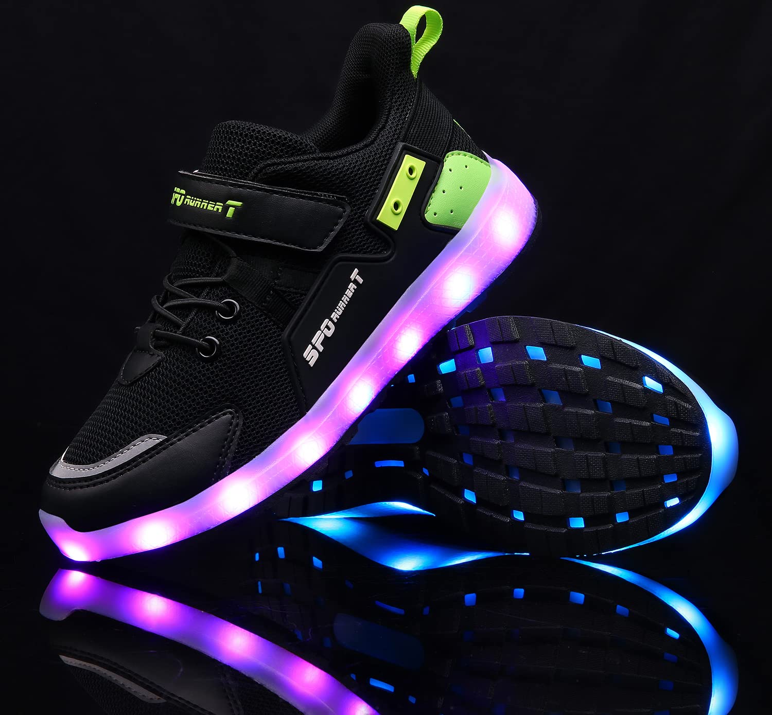 AoSiFu Kids Light Up Shoes Girls Boys Sneakers Breathable Led Flashing Sneakers USB Charge Black28