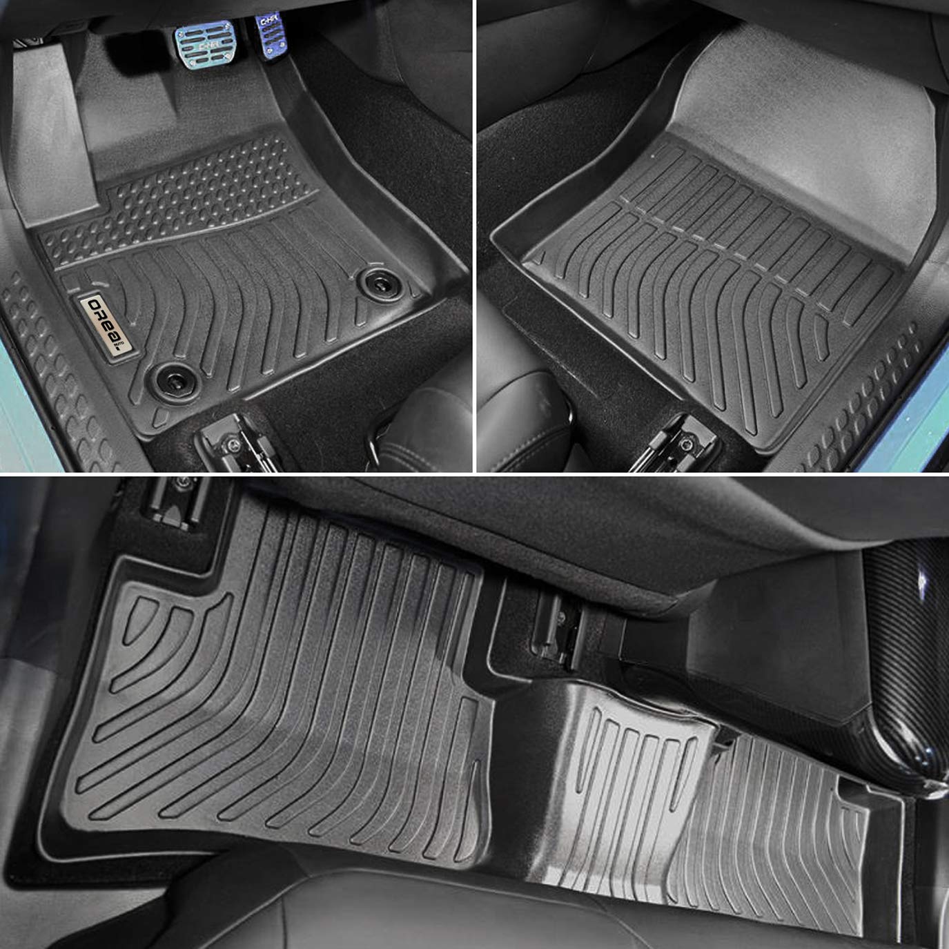 orealtrend Black Floor Mats Liners Replacement for C-HR CHR 2018-2023 Heavy Duty All Weather Guard Front and Rear — view 2