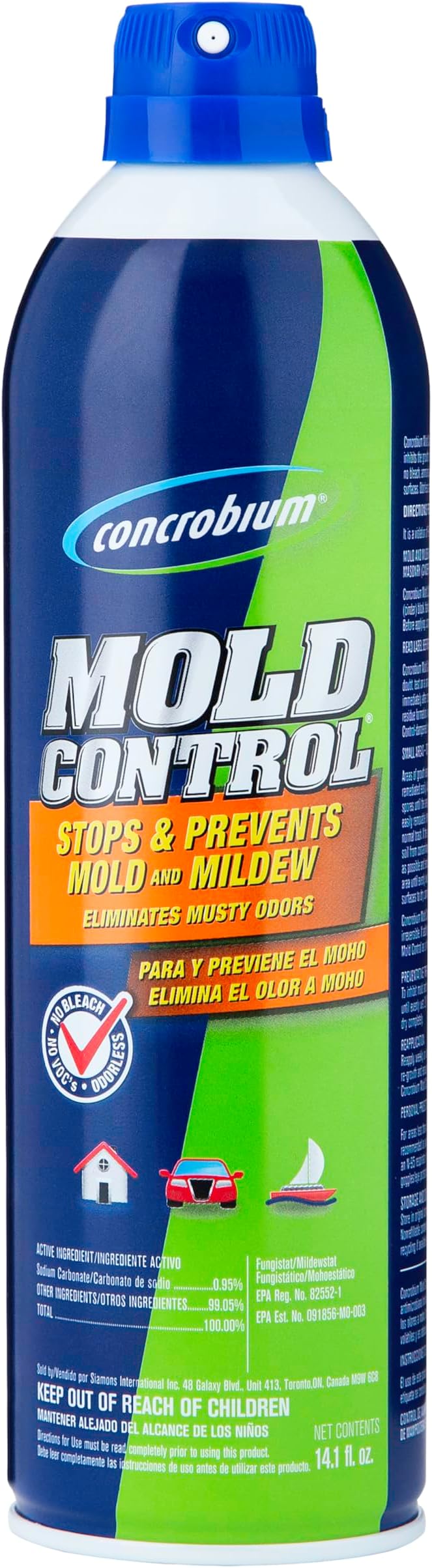 Mold Control Aerosol, 14.1 oz – Eliminates & Prevents Mold – EPA Registered, Bleach-Free, Odorless, VOC-Free – For Indoor & Outdoor Surfaces, Mid-Sized Jobs, and Hard-to-Reach Areas