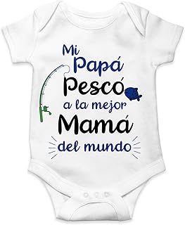 Body Bebé Papá Pescador Regalo Pesca Original Mi Papá Pescó a la Mejor Mamá Unisex (12/18 Meses)
