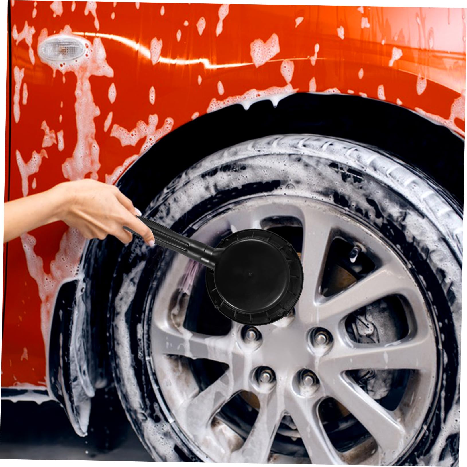 Cabilock Spazzola per Lavaggio Auto e Cerchi, Rotante, ABS Nero | Accessorio per Lavaggio ad Alta Pressione, Raggiunge Spazi Stretti, Pulizia Efficiente su Cerchi e Pneumatici